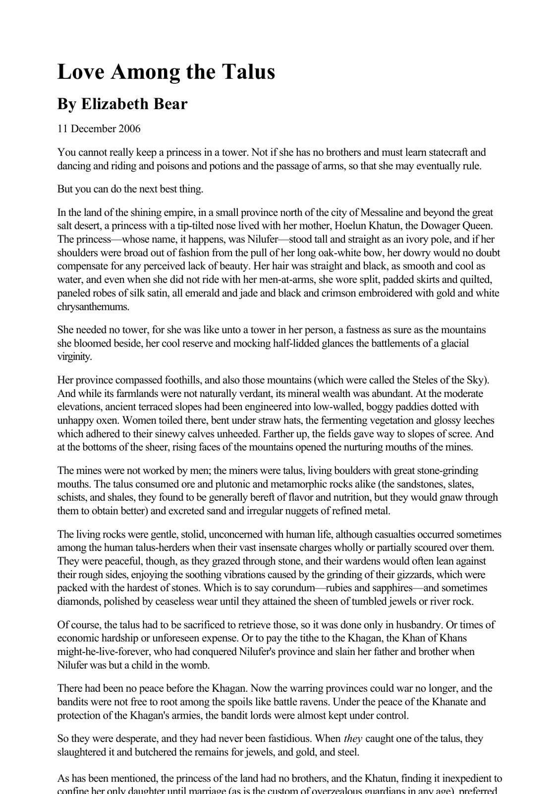 Bear, Elizabeth - Love Among the Talus