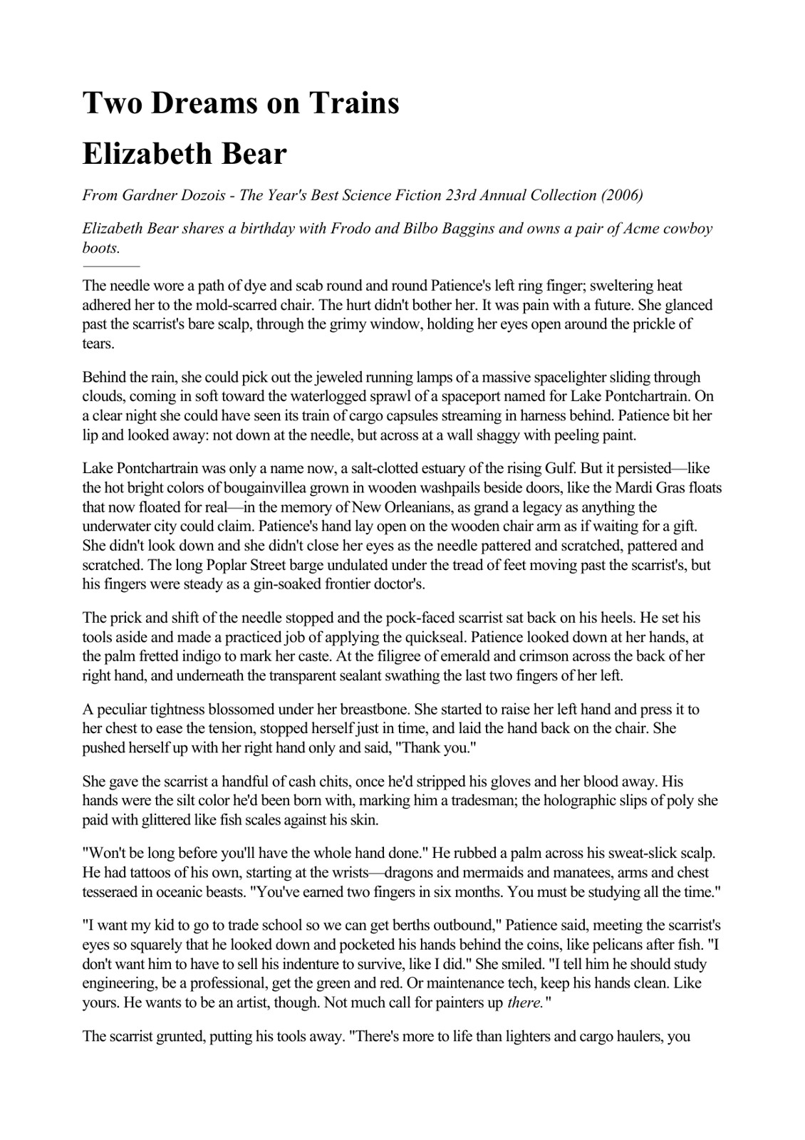 Bear, Elizabeth - Two Dreams on Trains