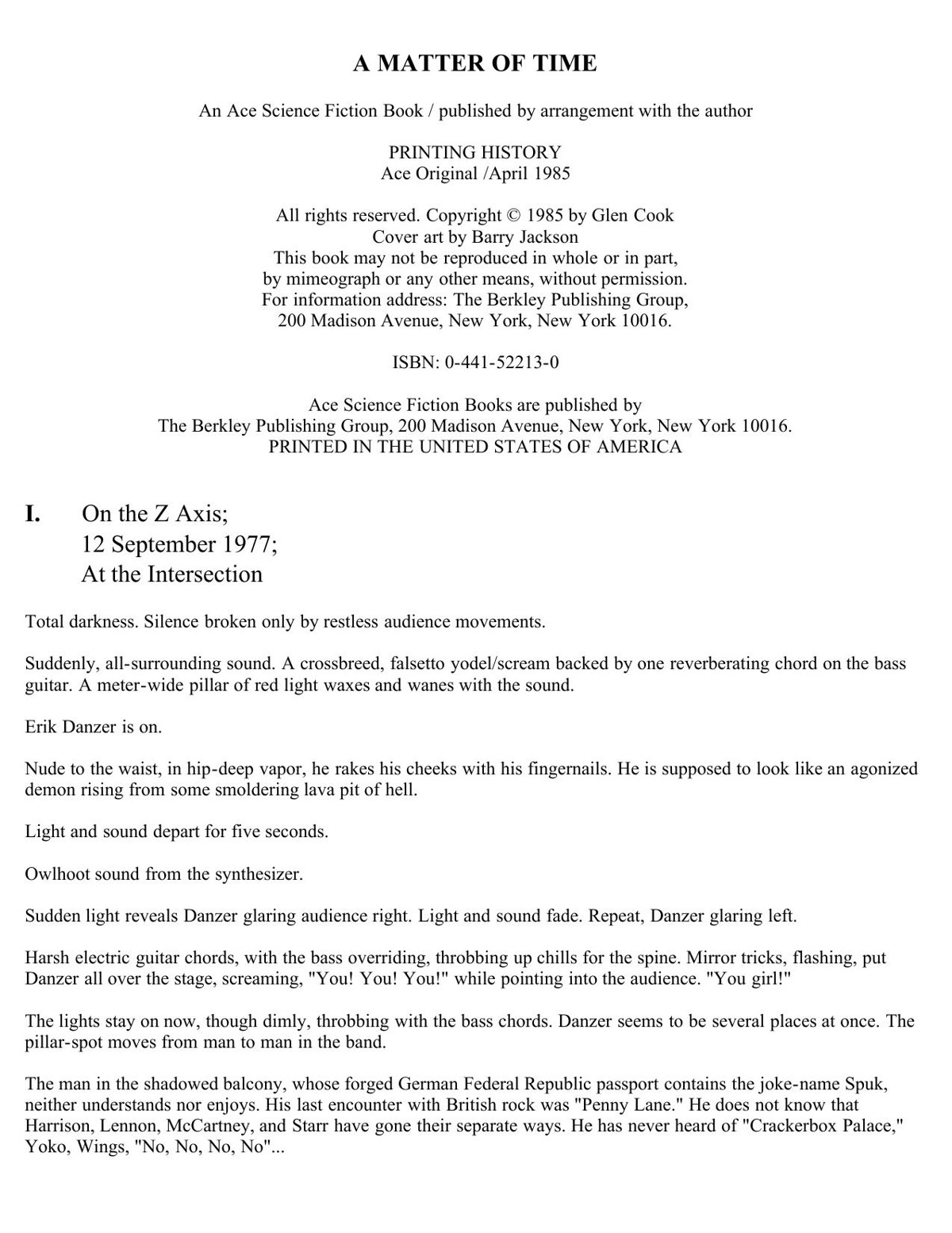 Cook, Glen - A Matter of Time