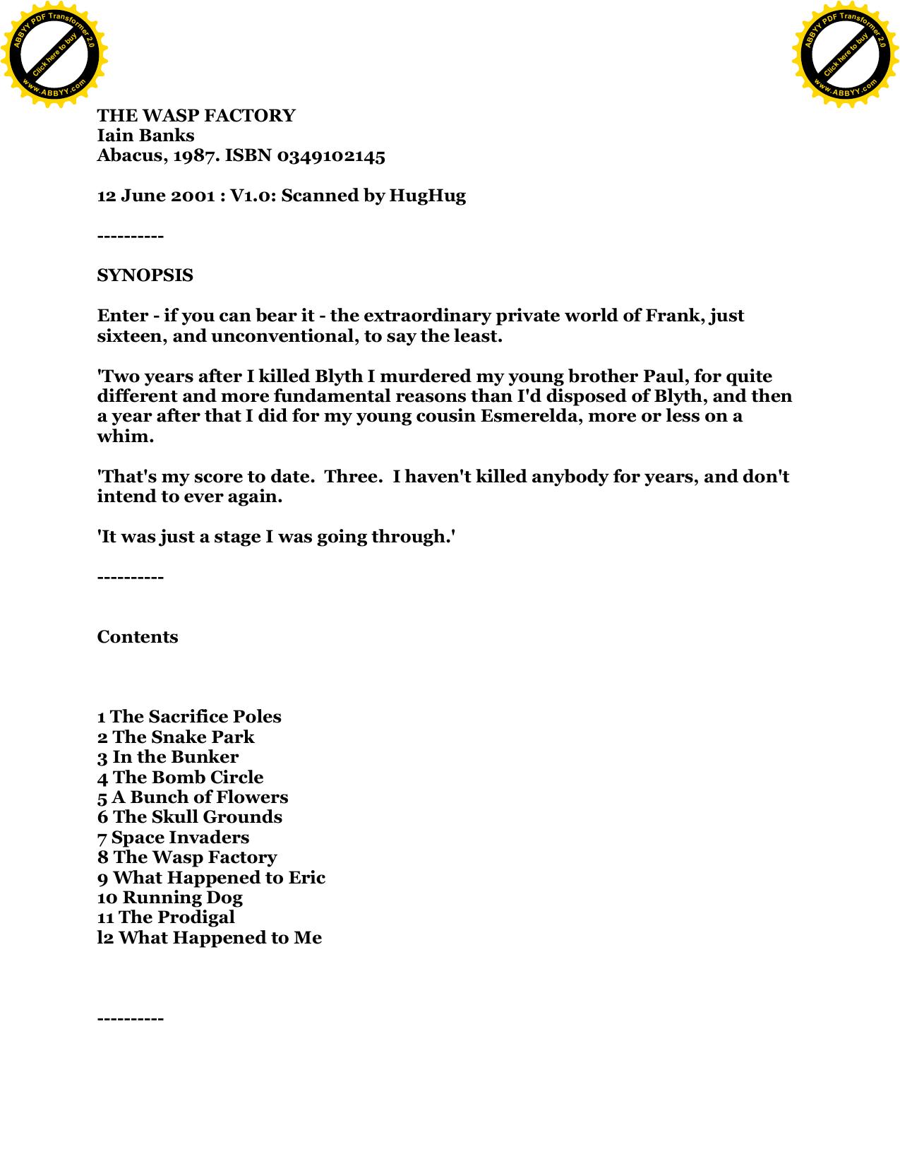 Banks, Iain - The Wasp Factory