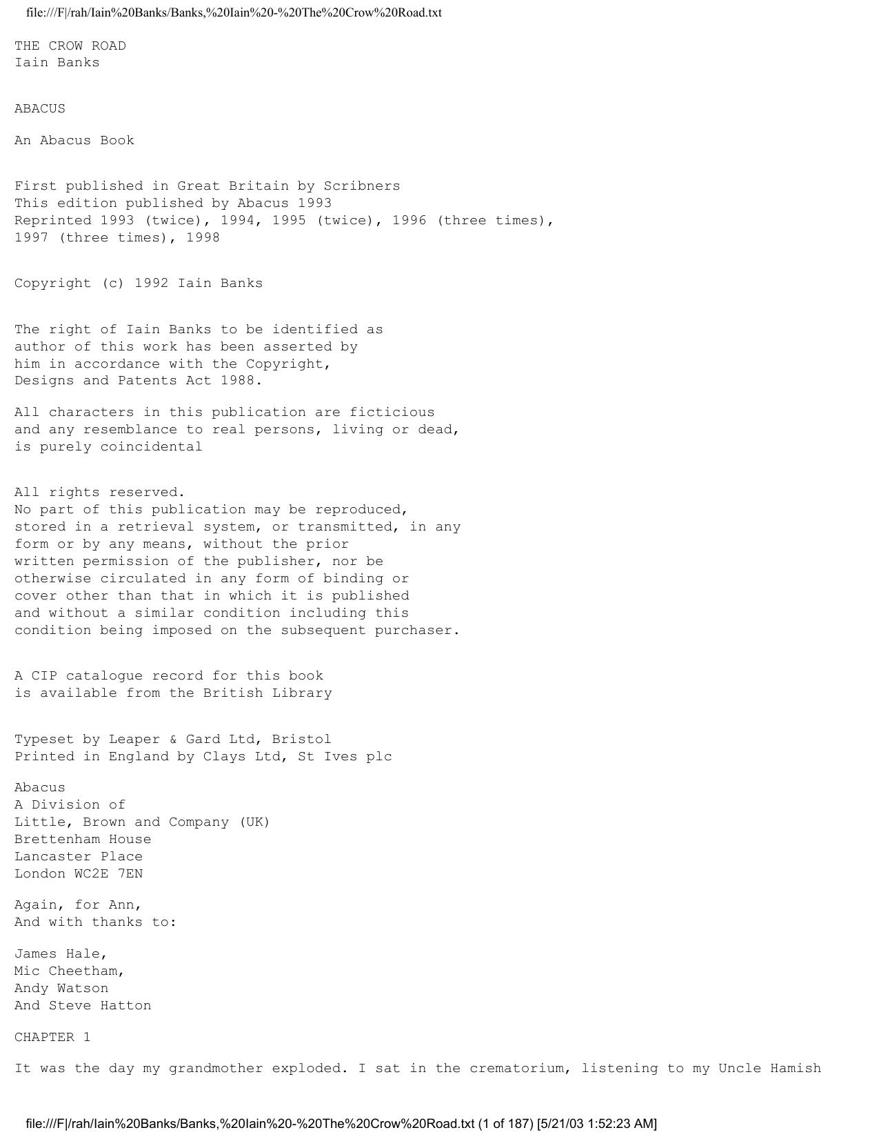 Banks, Iain - The Crow Road