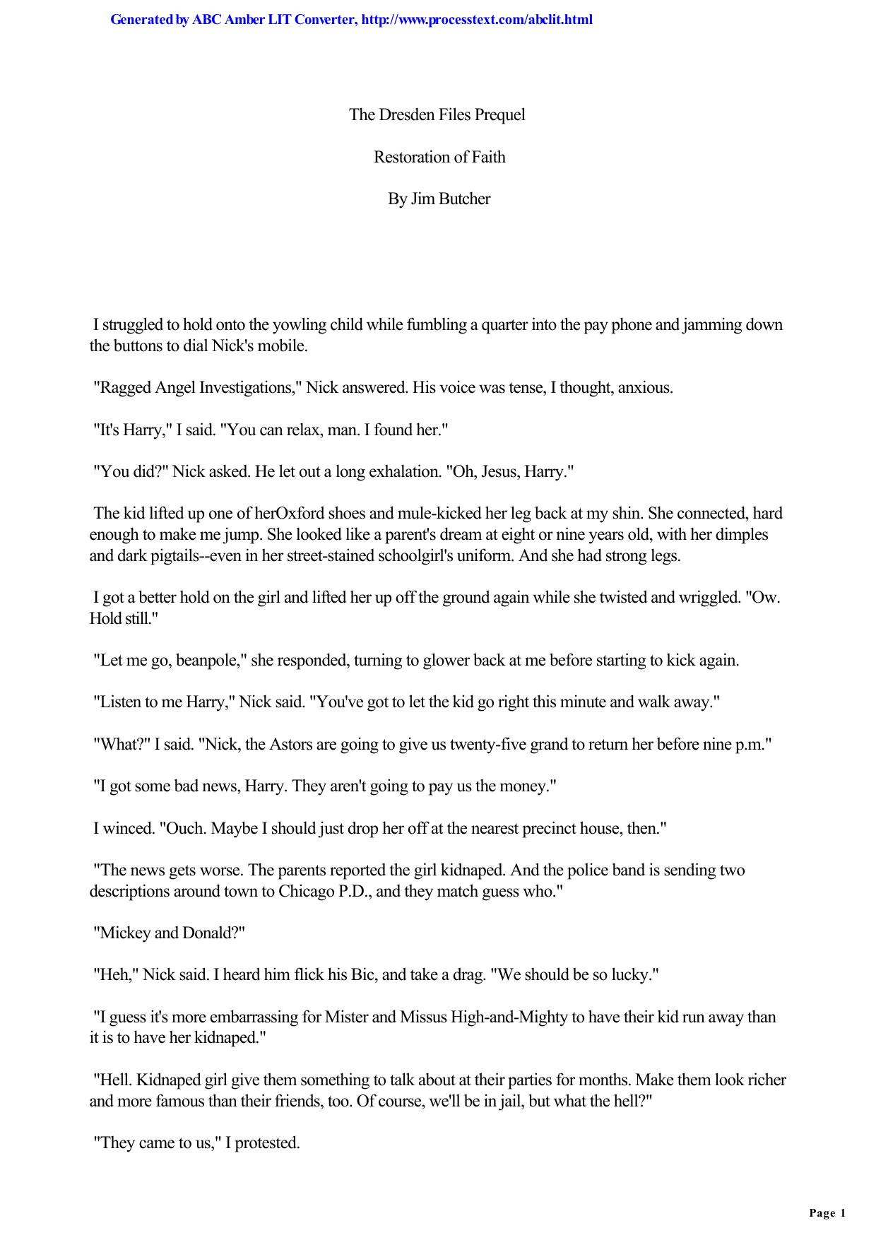 Butcher, Jim - Dresden 00 - Restoration Of Faith