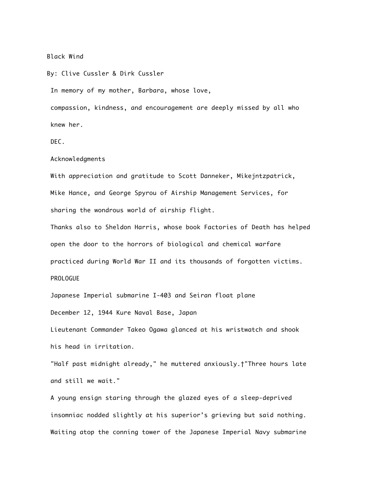 Cussler, Clive - Dirk Pitt - 18 - Black Wind.txt