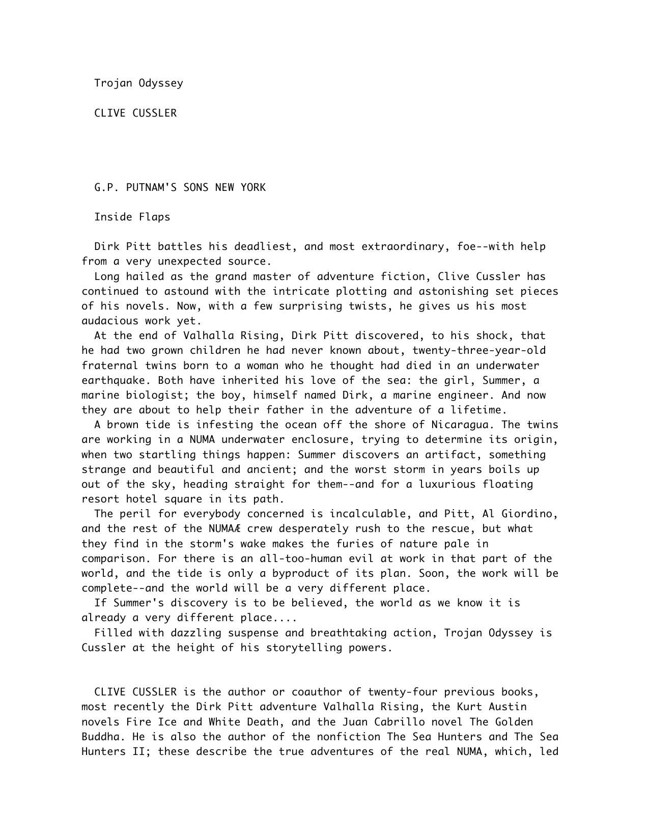 Cussler, Clive - Dirk Pitt - 17 - Trojan Odyssey.txt