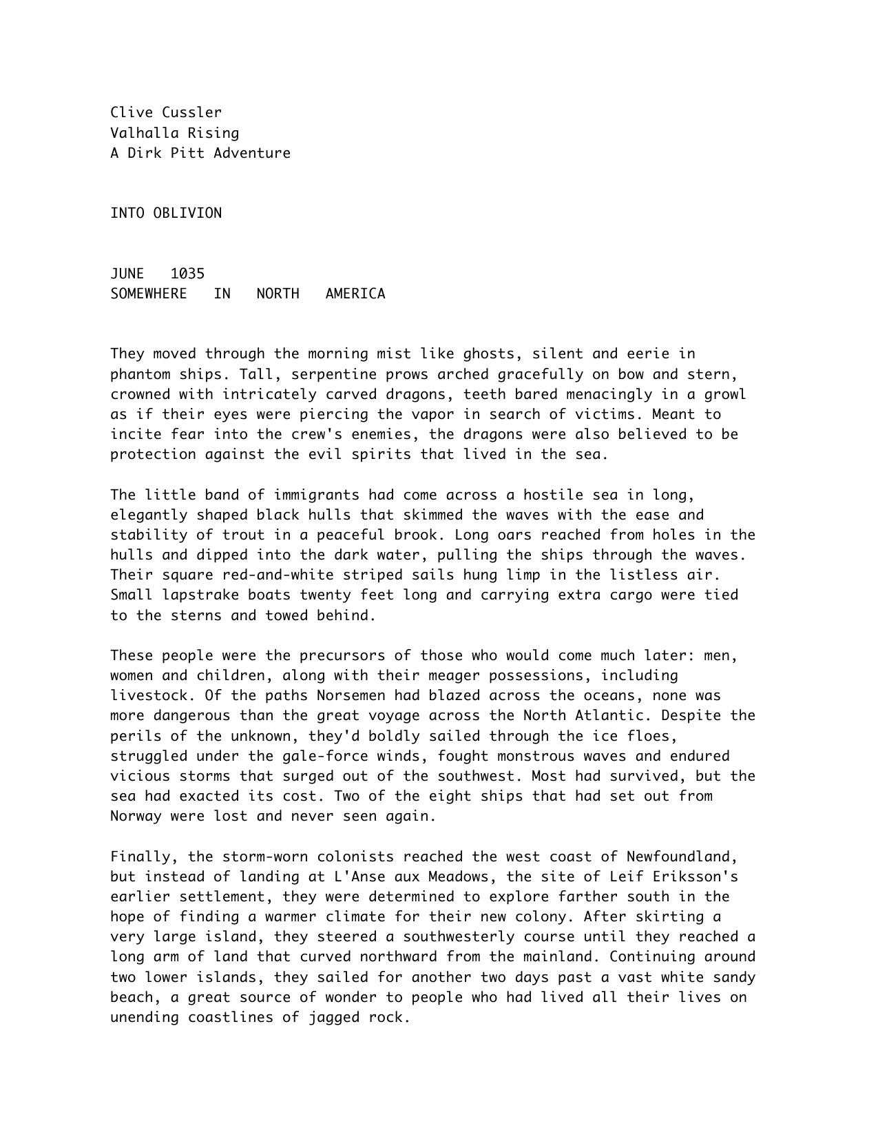 Cussler, Clive - Dirk Pitt - 16 - Valhalla Rising.txt