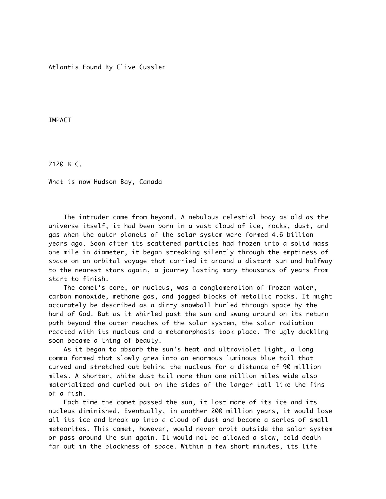 Cussler, Clive - Dirk Pitt - 15 - Atlantis Found.txt