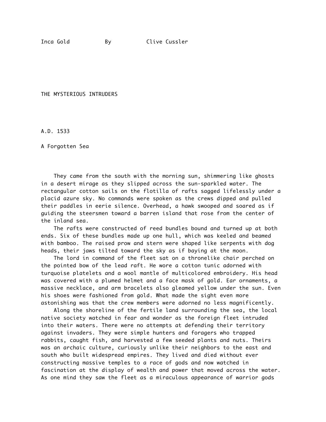 Cussler, Clive - Dirk Pitt - 12 - Inca Gold.txt