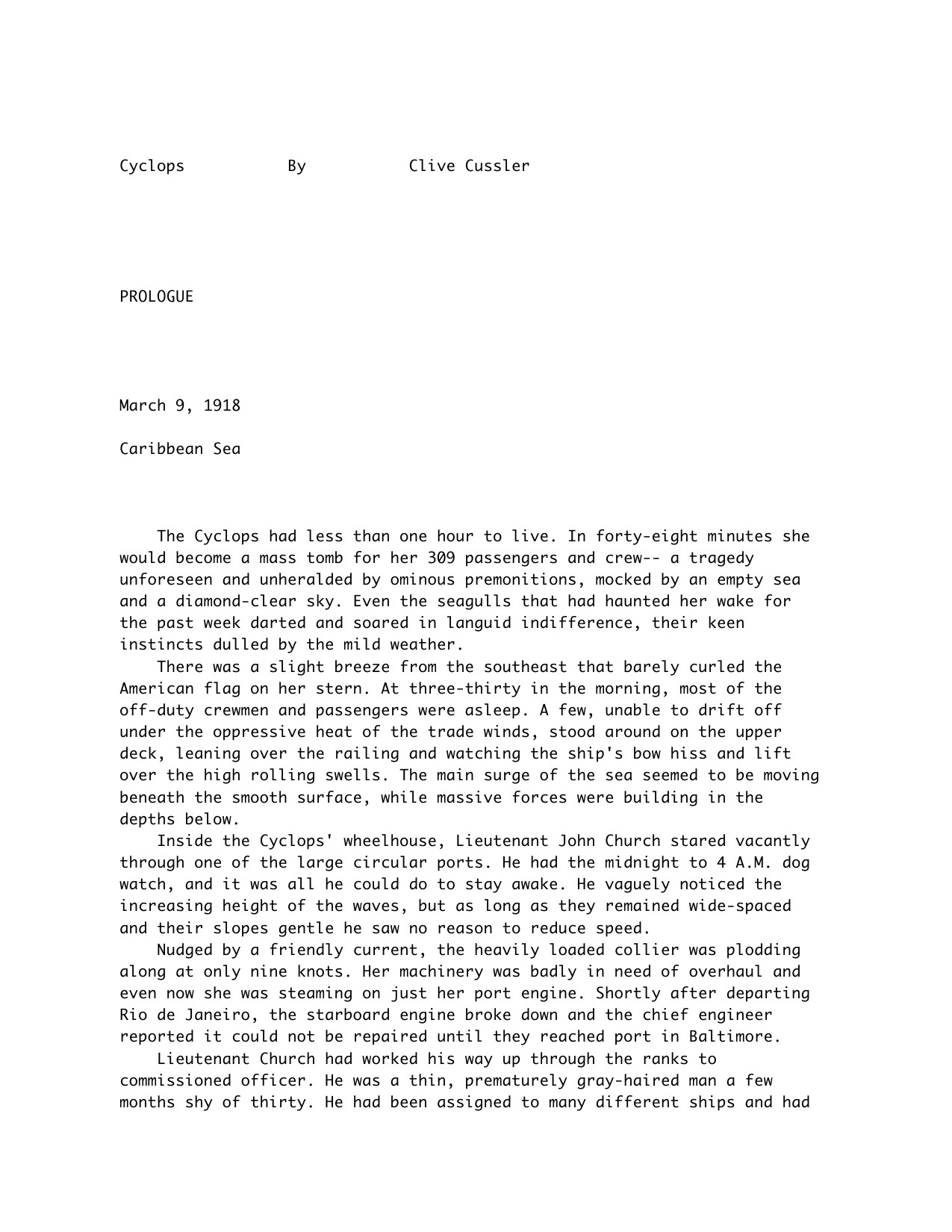 Cussler, Clive - Dirk Pitt - 08 - Cyclops.txt