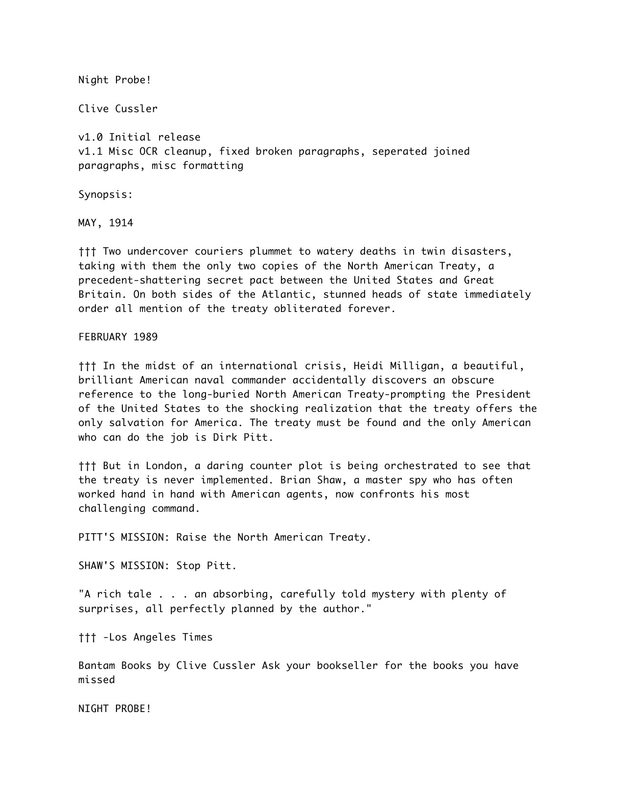 Cussler, Clive - Dirk Pitt - 06 - Night Probe.txt