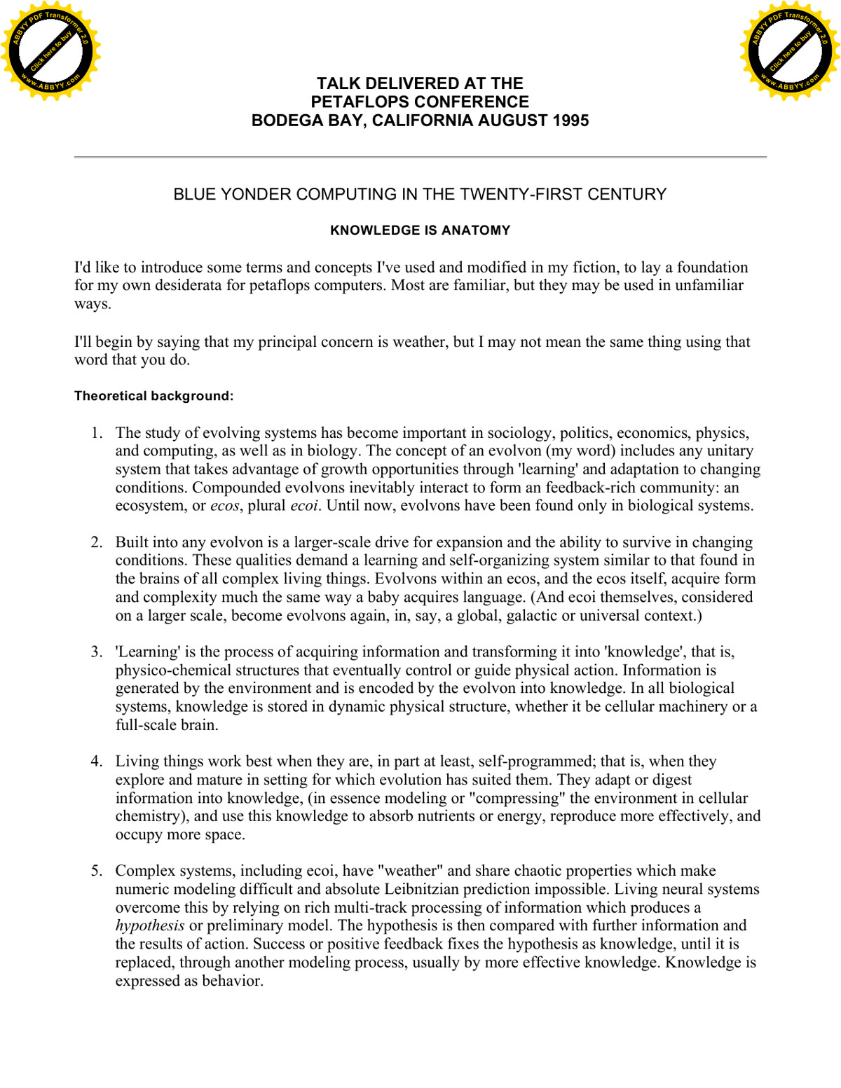 Bear, Greg - Blue Yonder Computing