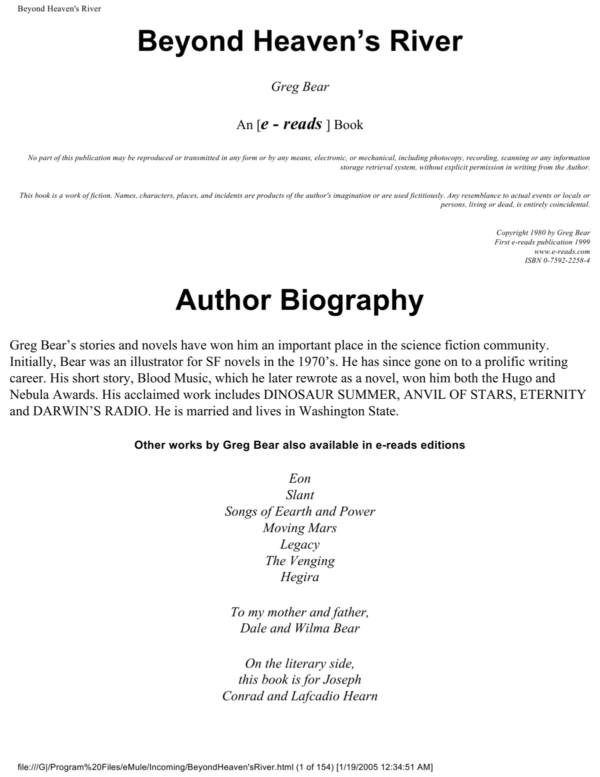 Bear, Greg - Beyond Heaven's River