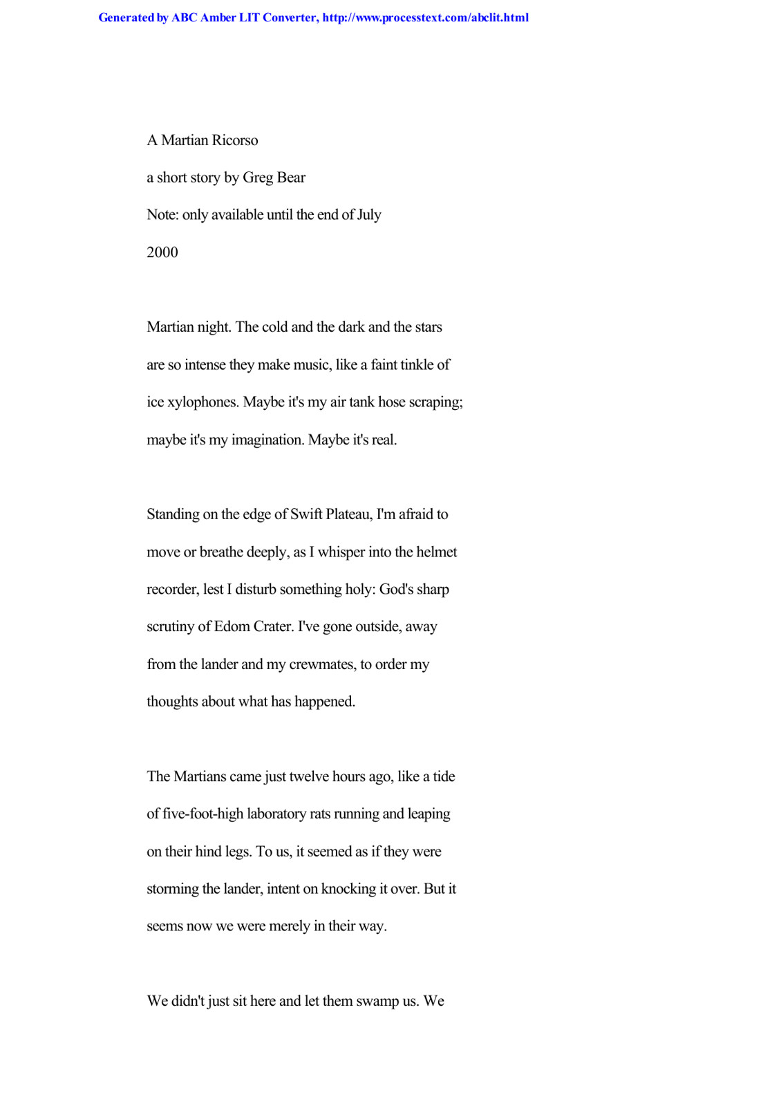 Bear, Greg - A Martian Ricorso