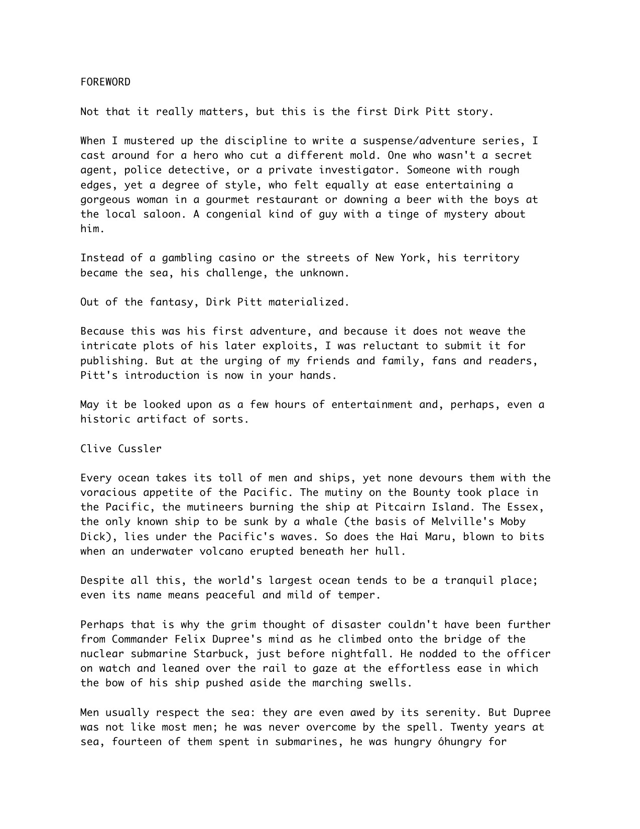 Cussler, Clive - Dirk Pitt - 01 - Pacific Vortex.txt