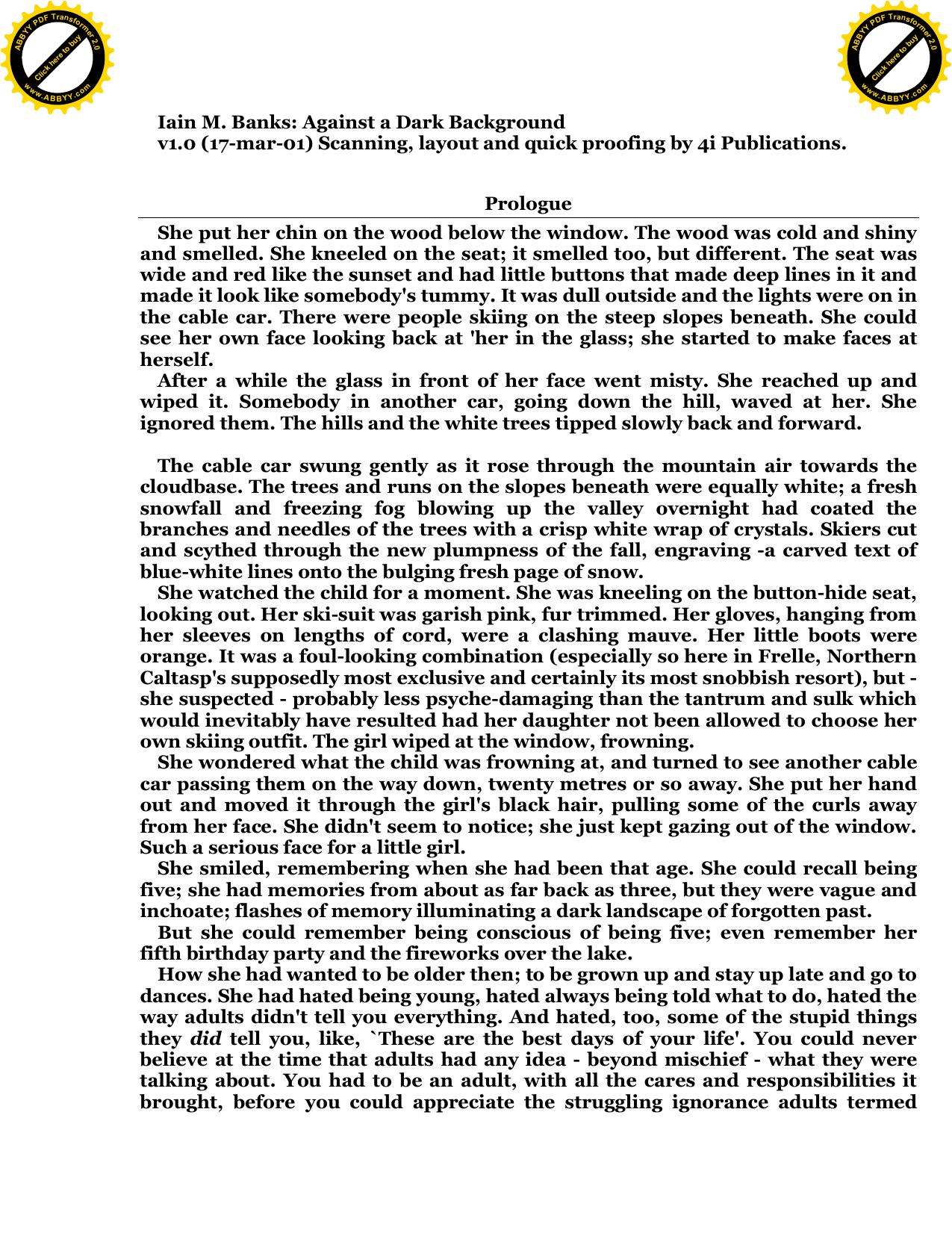 Banks, Iain - Against a Dark Background