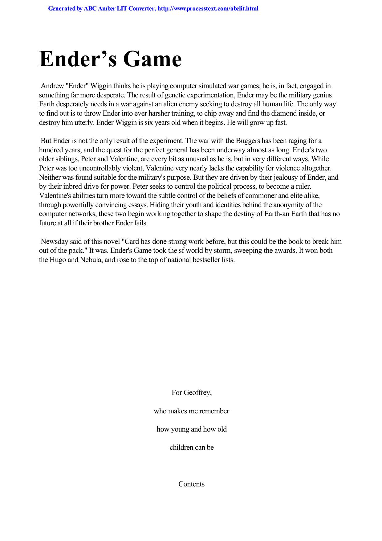 Card, Orson Scott - Ender's Saga 01 - Ender's Game