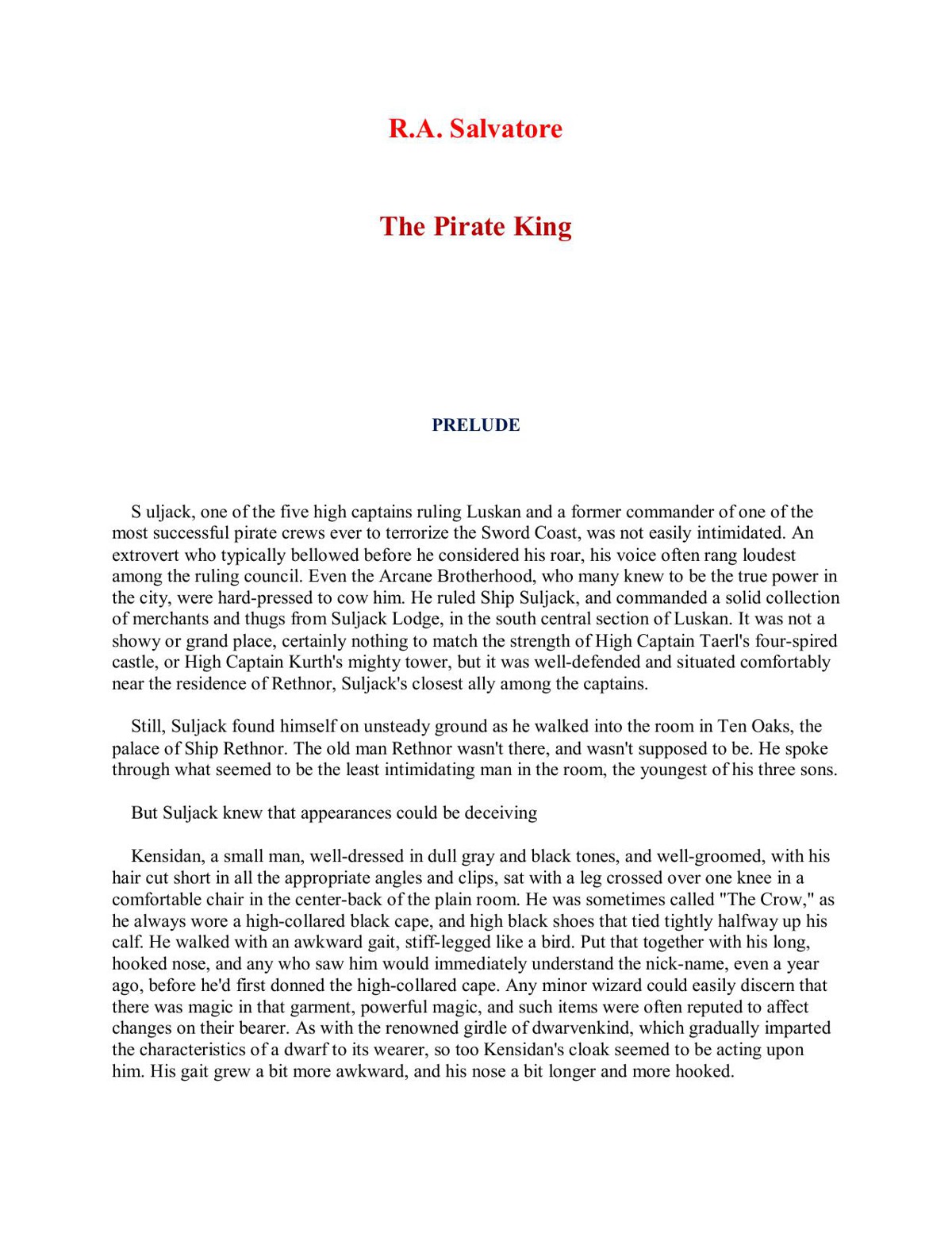 Salvatore, R.A - Transitions 02 - The Pirate King