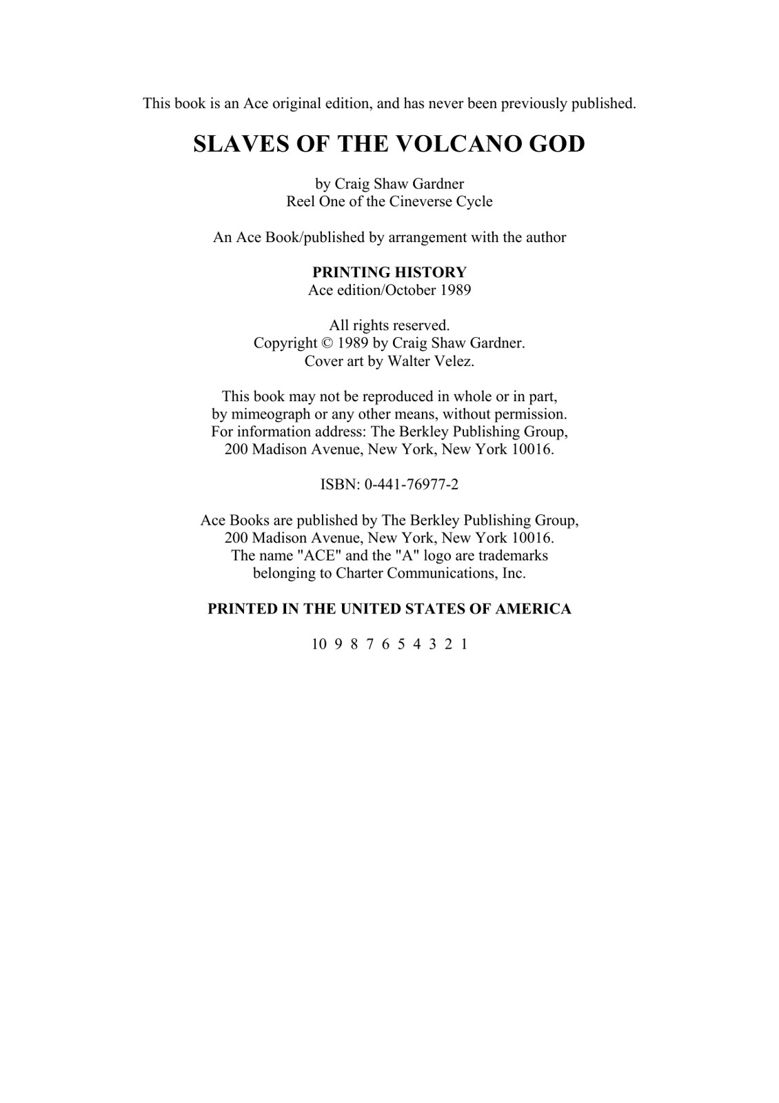 Gardner, Craig Shaw - Cineverse 01 - Slaves of the Volcano God