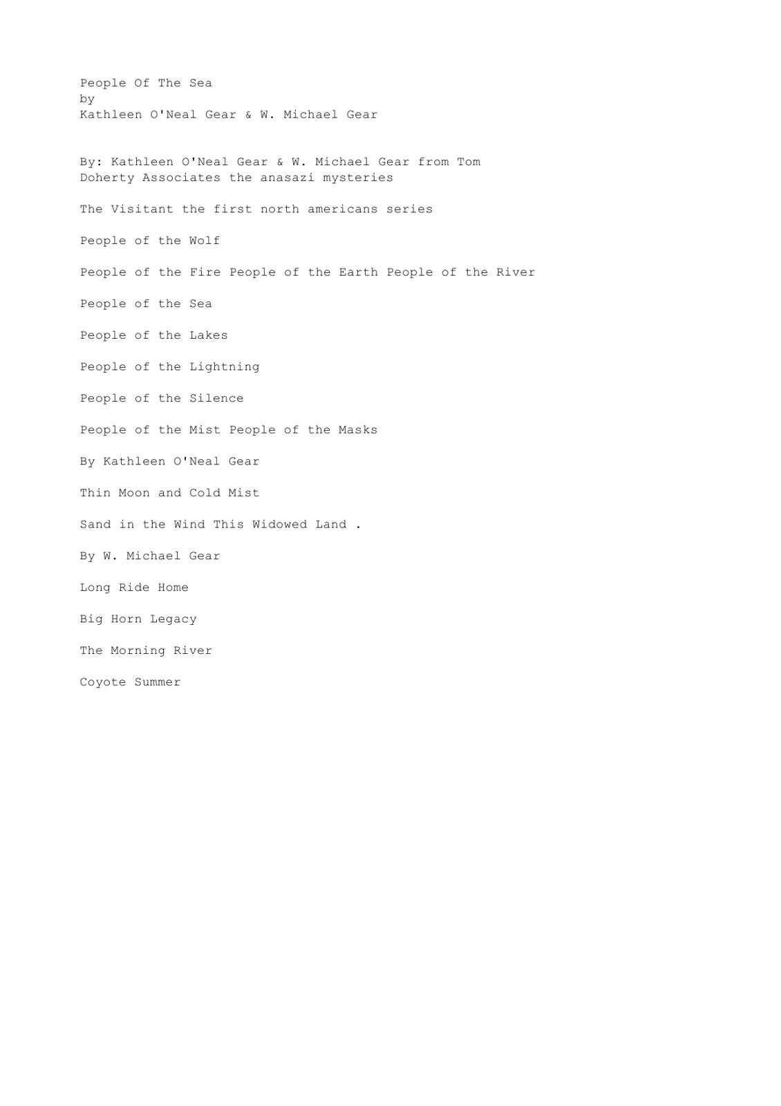 Gear, W Michael & O'Neal, Kathleen - People 05