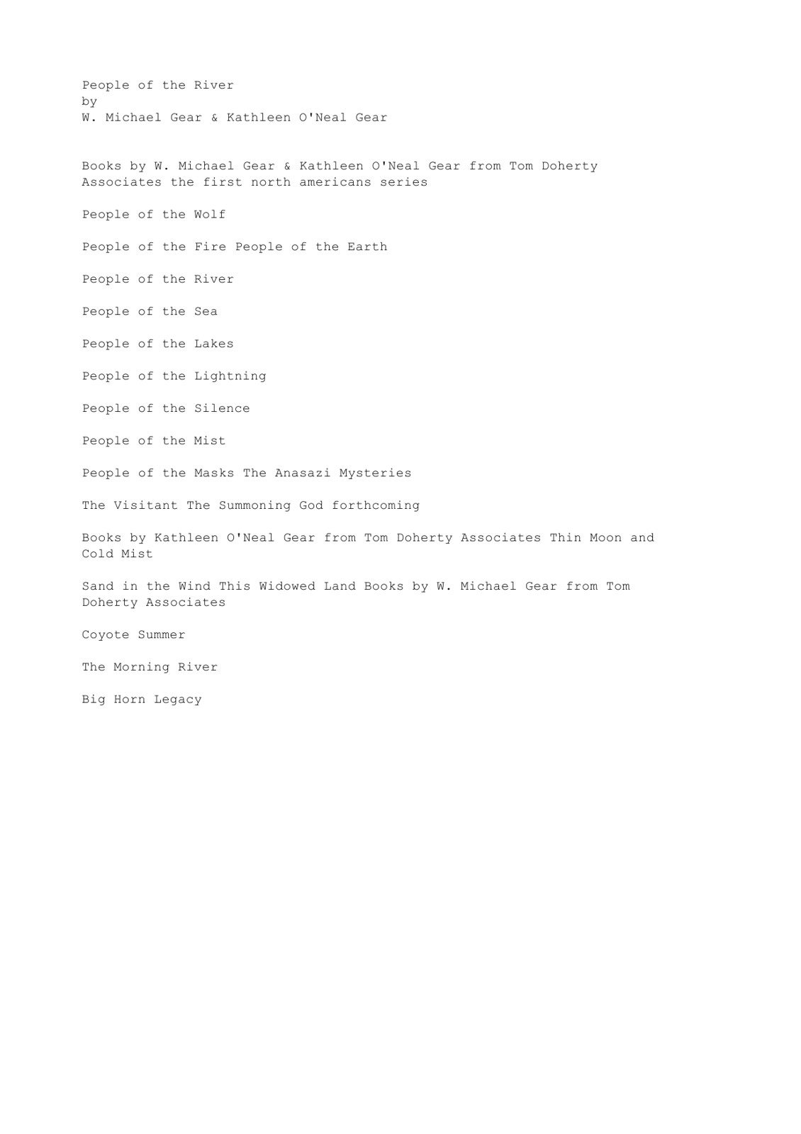 Gear, W Michael & O'Neal, Kathleen - People 04