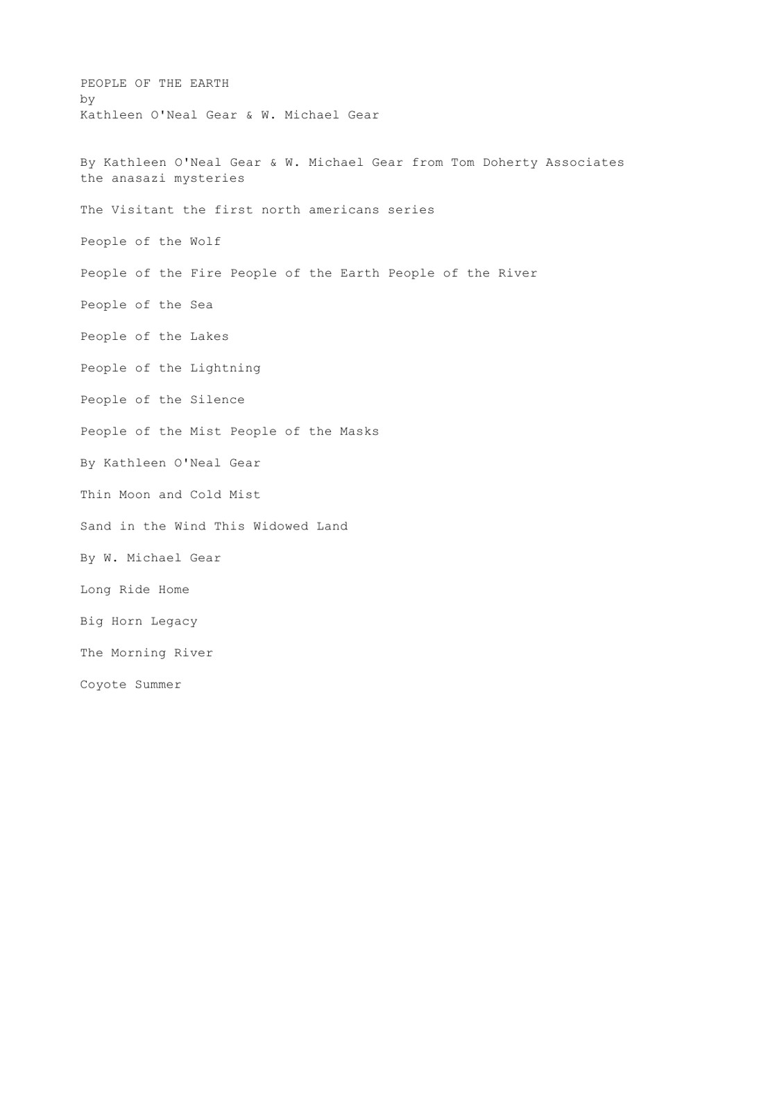 Gear, W Michael & O'Neal, Kathleen - People 03