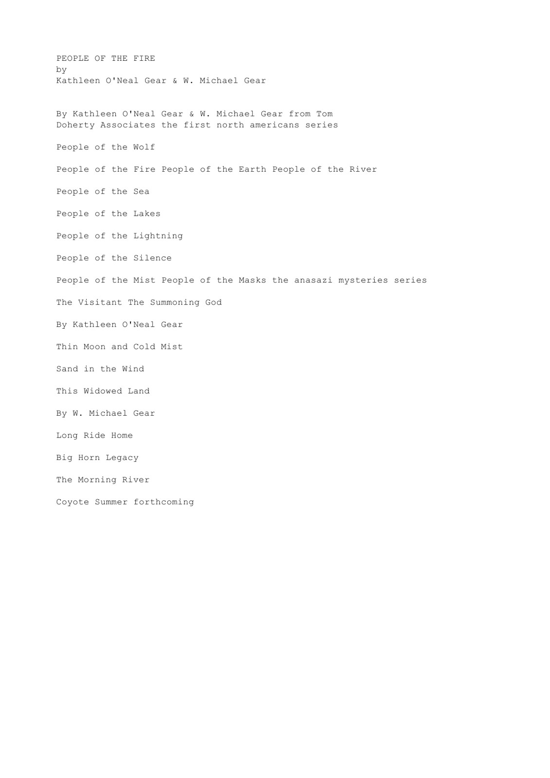 Gear, W Michael & O'Neal, Kathleen - People 02