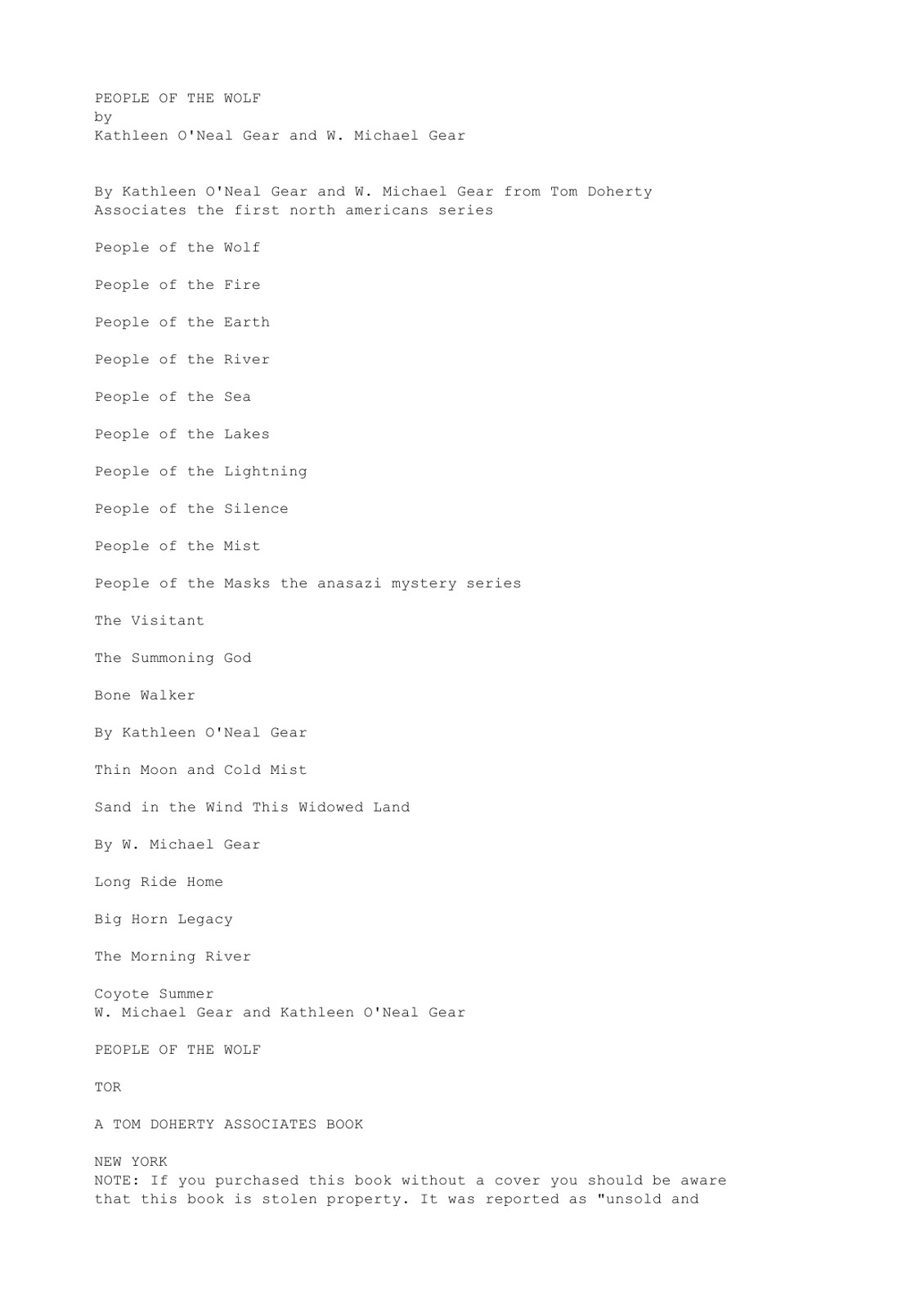 Gear, W Michael & O'Neal, Kathleen - People 01