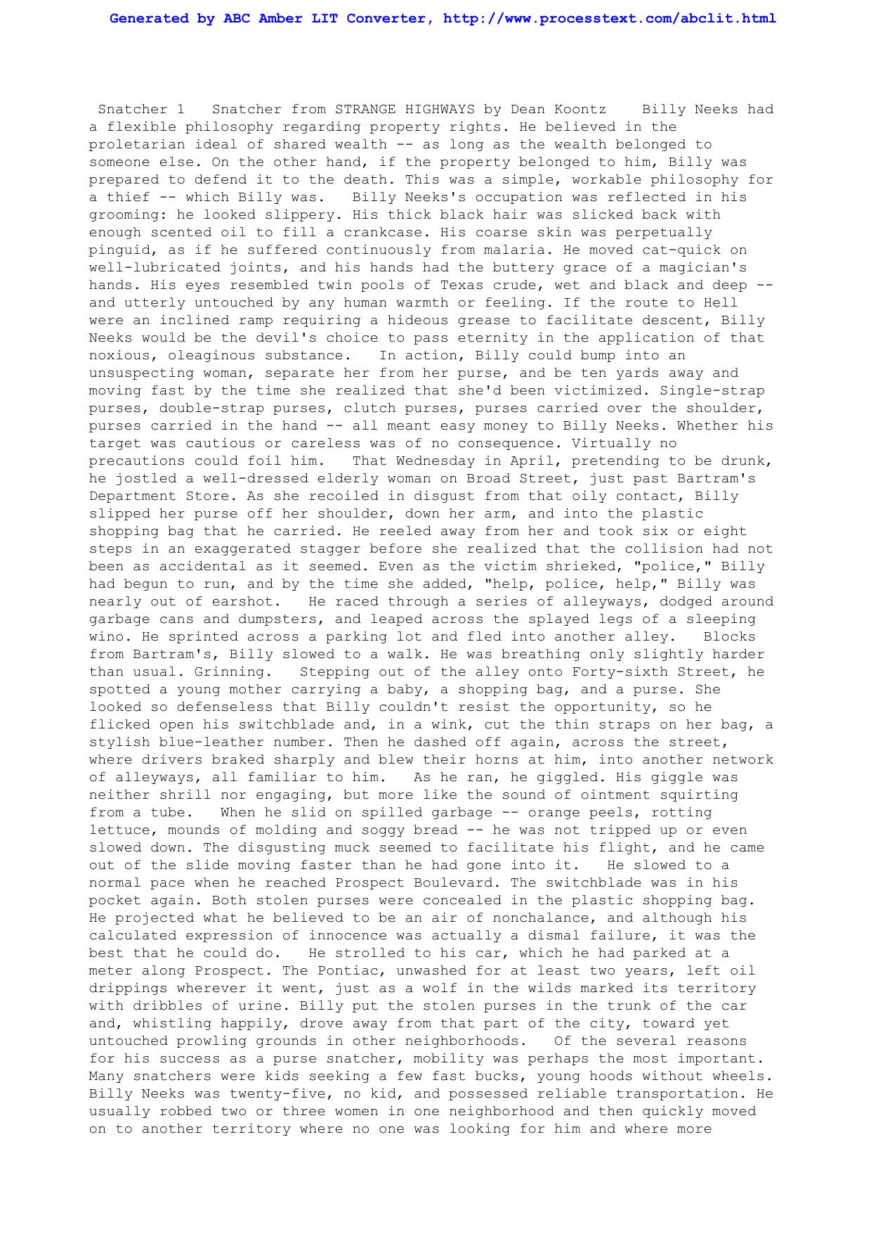 Koontz, Dean - Snatcher