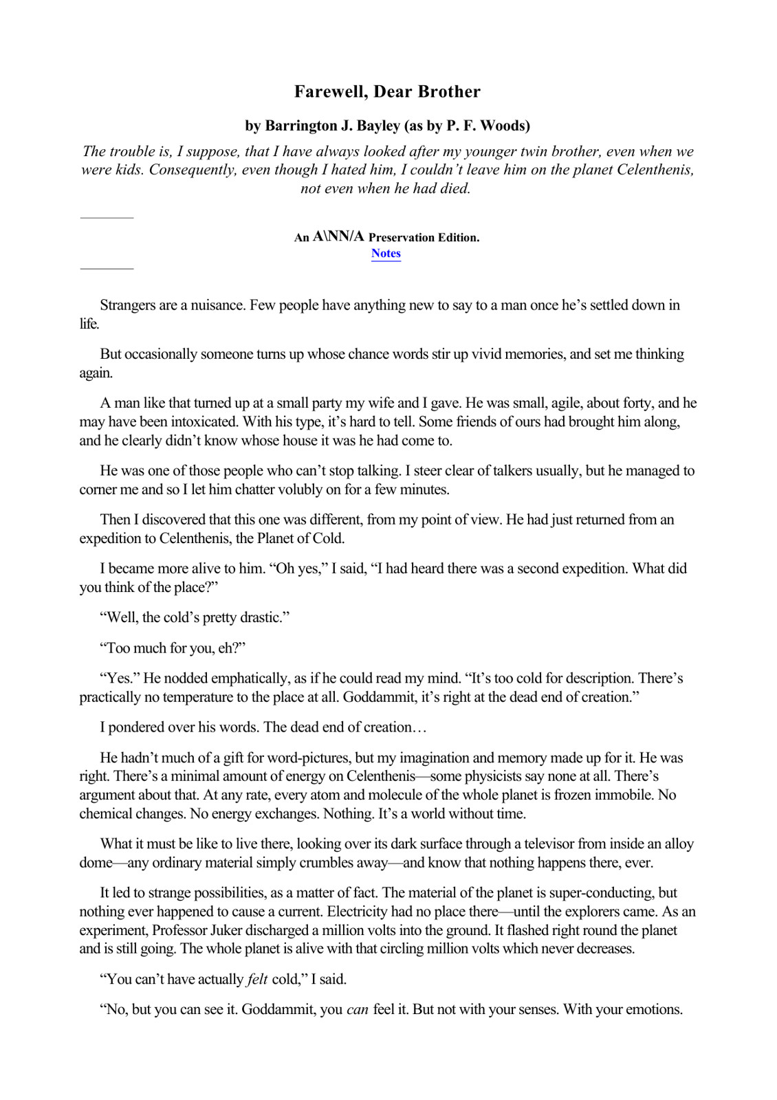 Bayley, Barrington J. - Farwell, Dear Brother