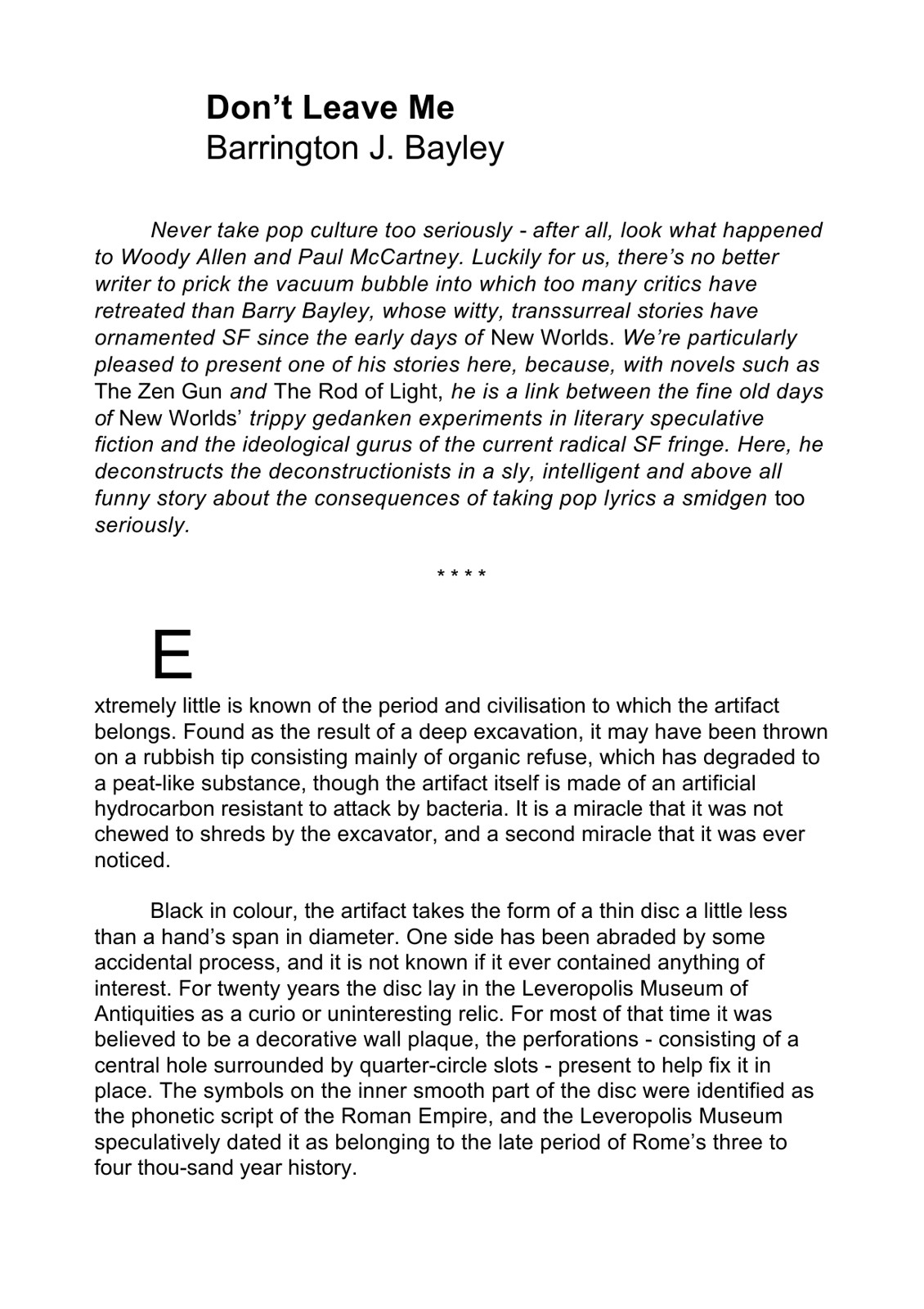 Bayley, Barrington J. - Don't Leave Me