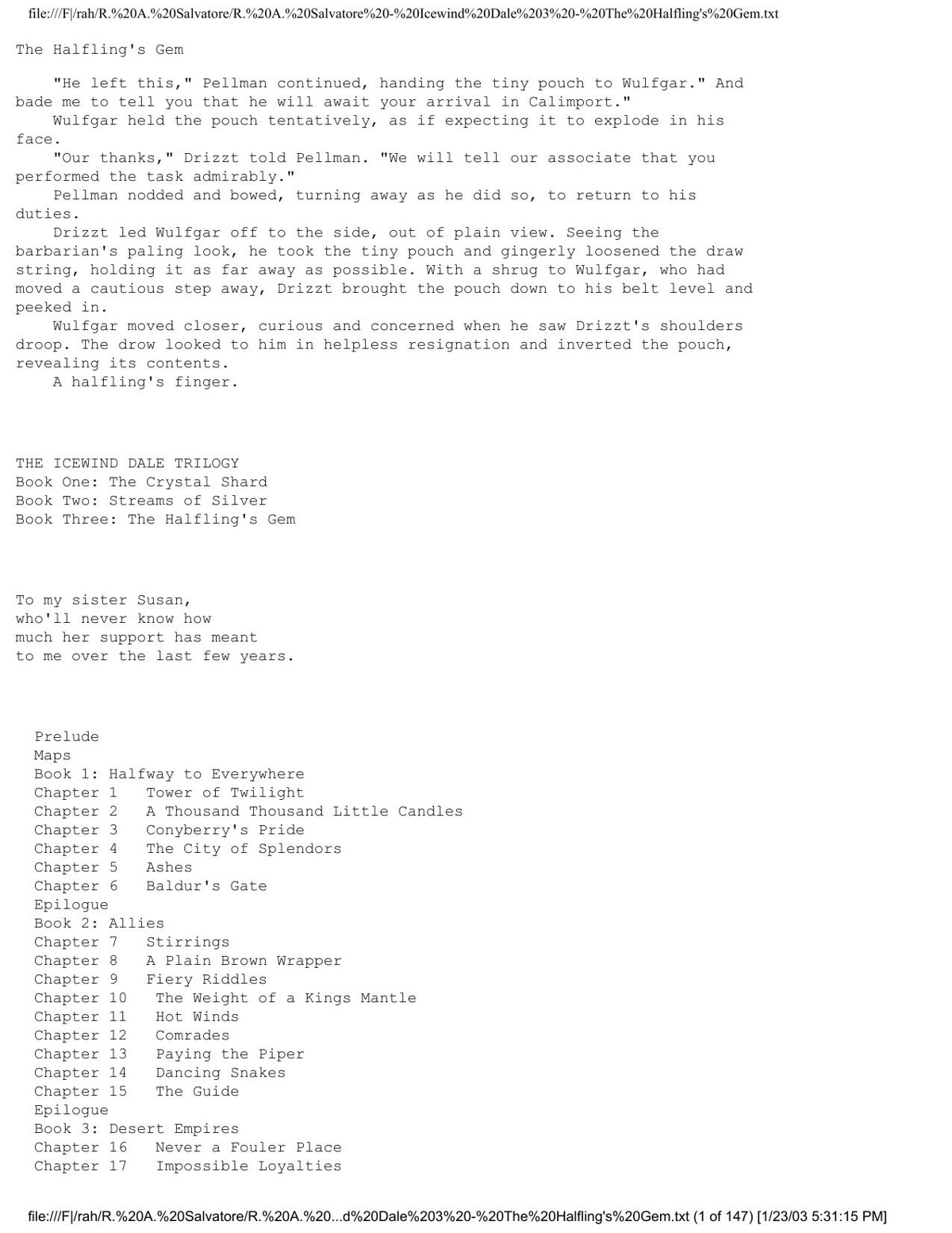 Salvatore, R.A - Icewind Dale 03 - The Halfling's Gem