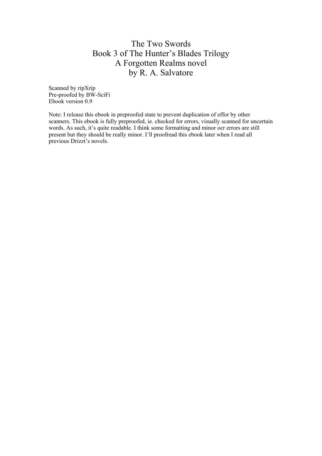 Salvatore, R.A - Hunter's Blades Trilogy - 03 - The Two Swords