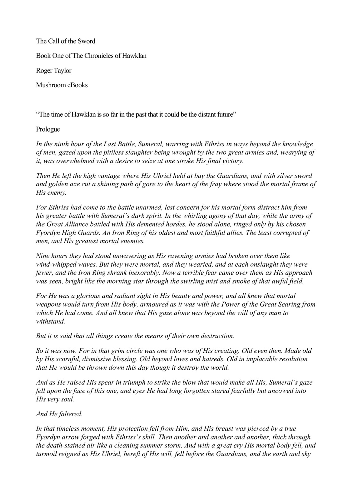 Taylor, Roger - Hawklan 1