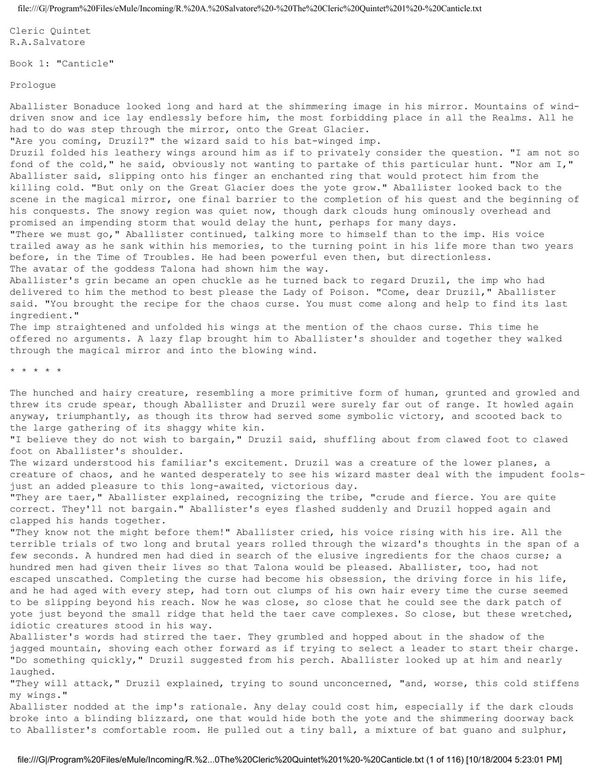 Salvatore, R.A - Cleric Quintet 01