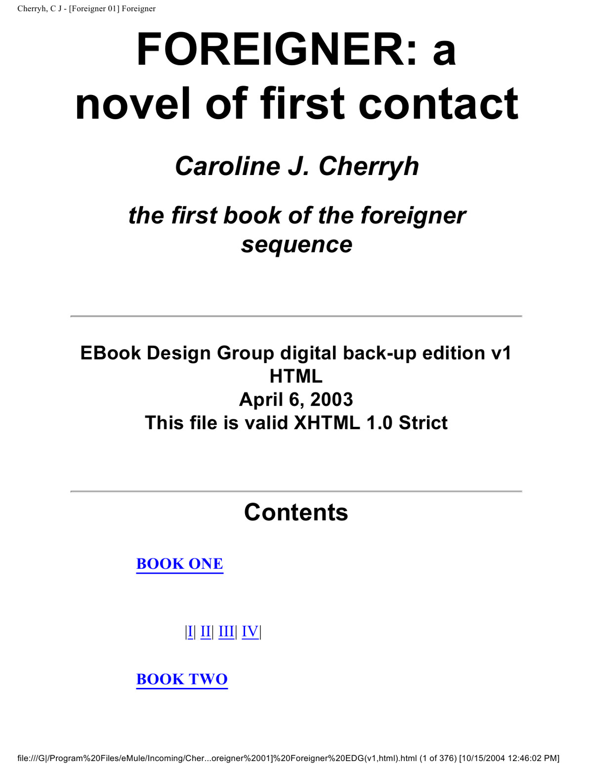 Cherryh, C. J. - Foreigner 01