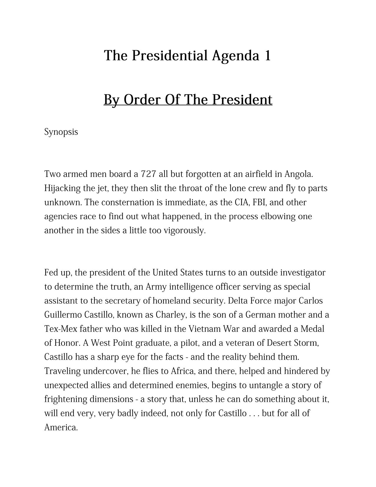Griffin, W.E.B. - The Presidential Agenda 01 - By Order of the President