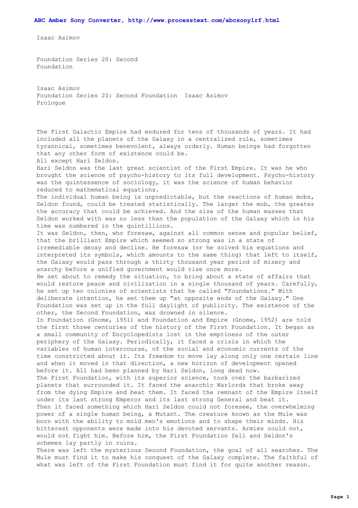 Asimov, Isaac - Foundation Series 20 Second Foundation