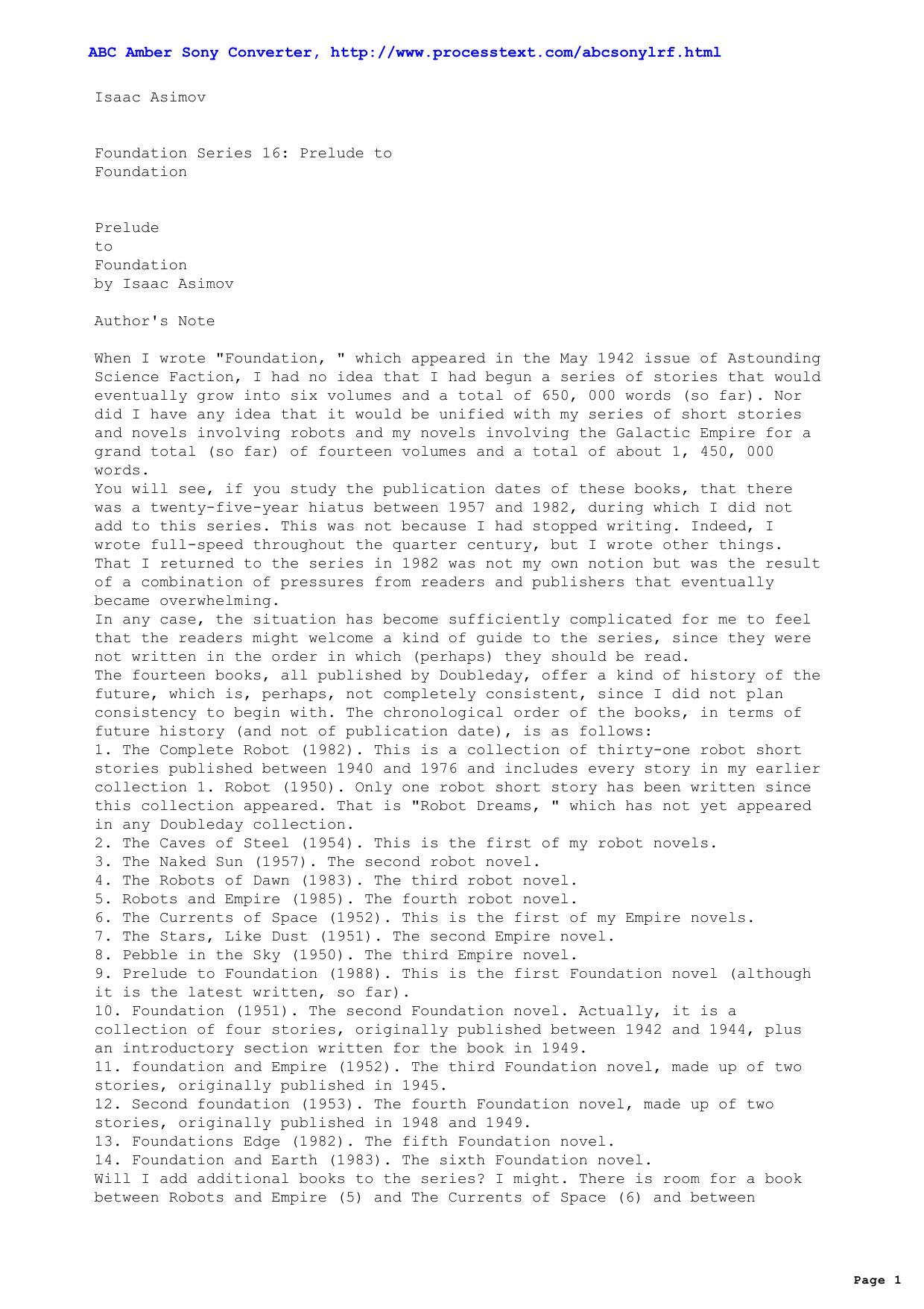 Asimov, Isaac - Foundation Series 16 Prelude to Foundation