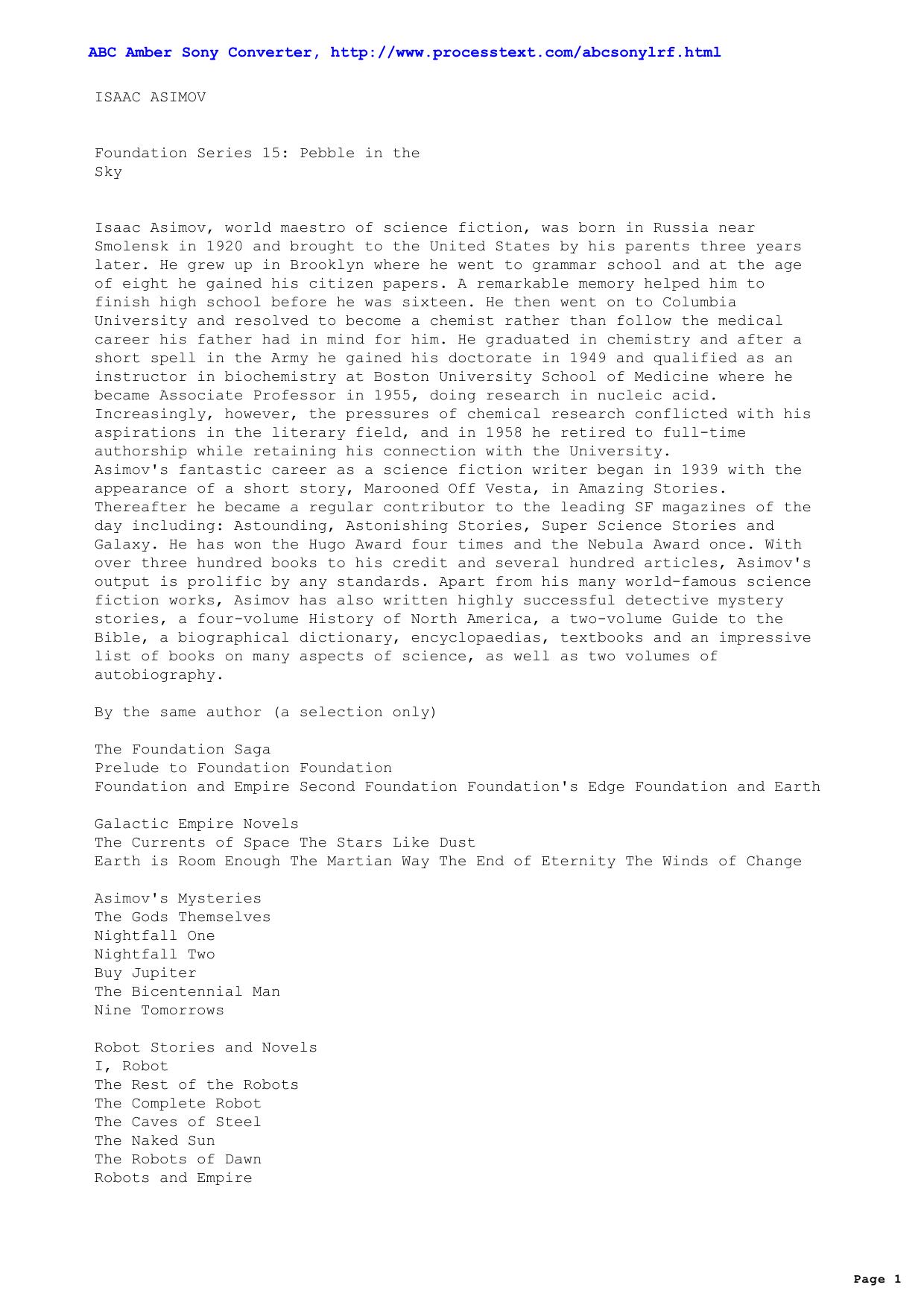 Asimov, Isaac - Foundation Series 15 Pebble in the Sky