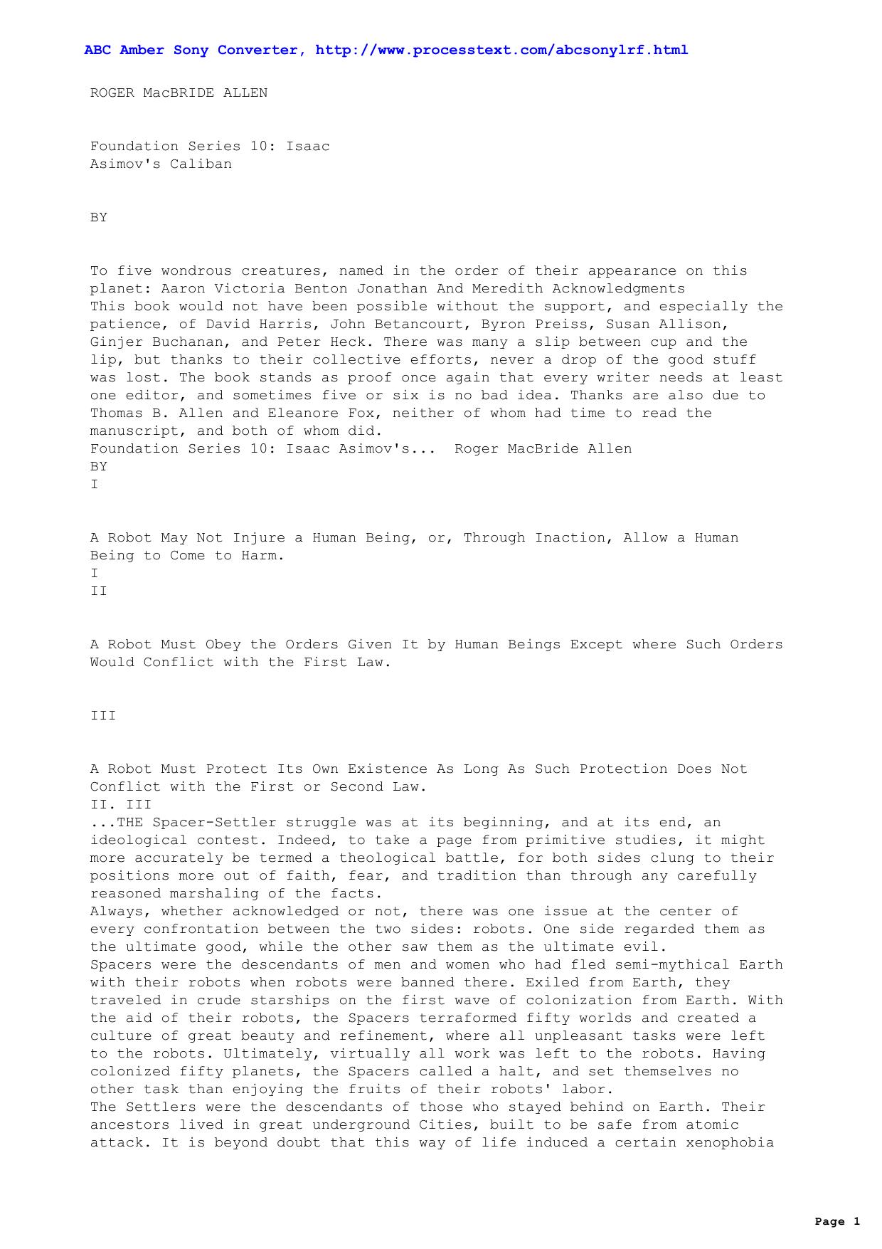 Asimov, Isaac - Foundation Series 10 Isaac Asimovs Caliban