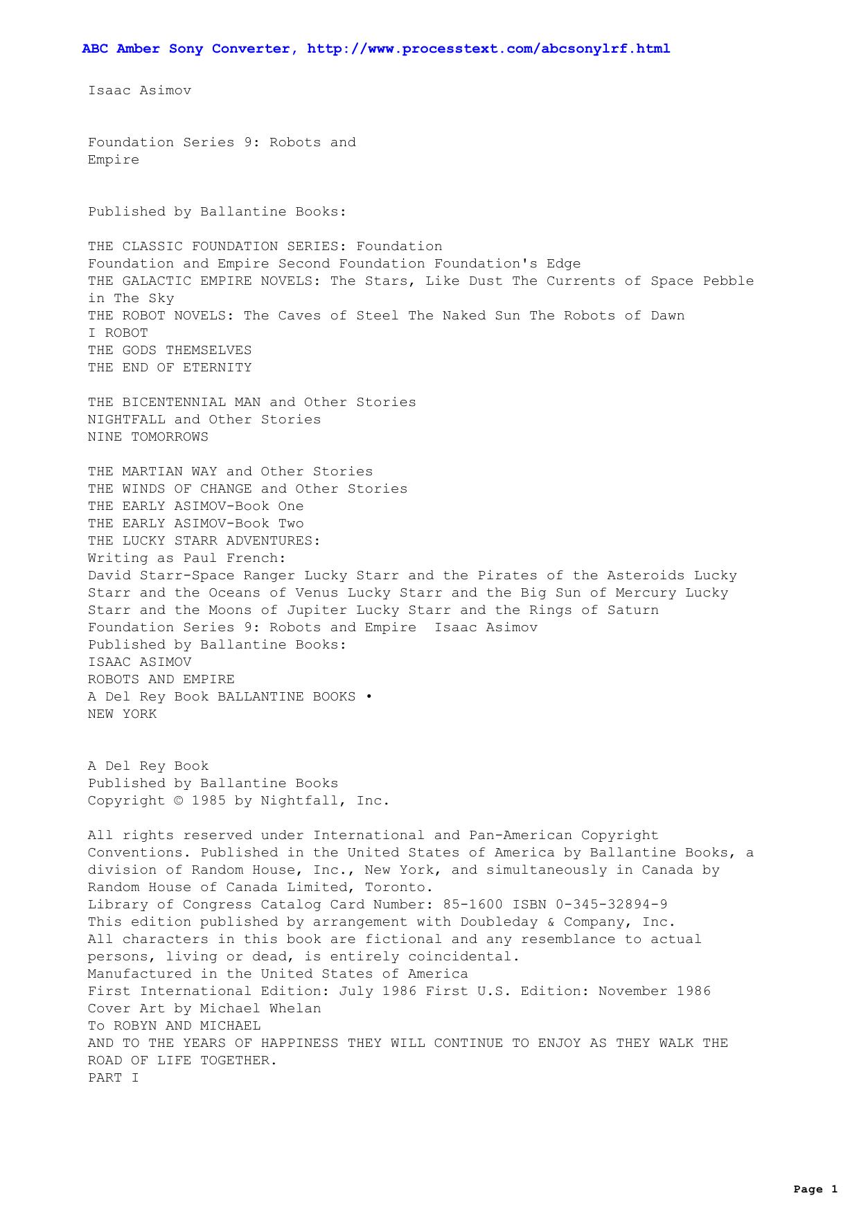 Asimov, Isaac - Foundation Series 09 Robots & Empire