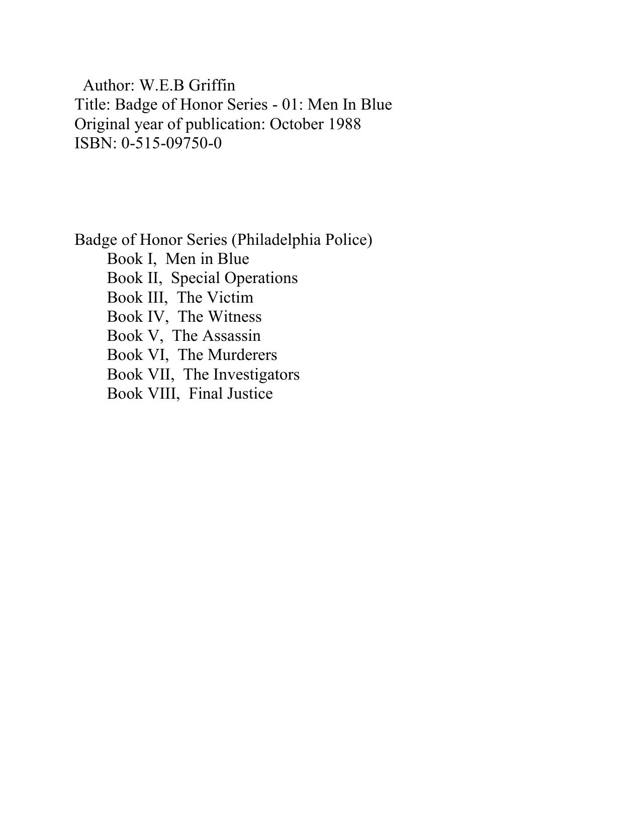 Griffin, W.E.B. - Badge of Honor 01 - Men In Blue