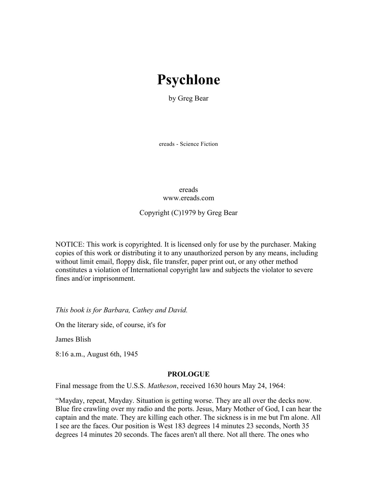 Bear, Greg - Psychlone