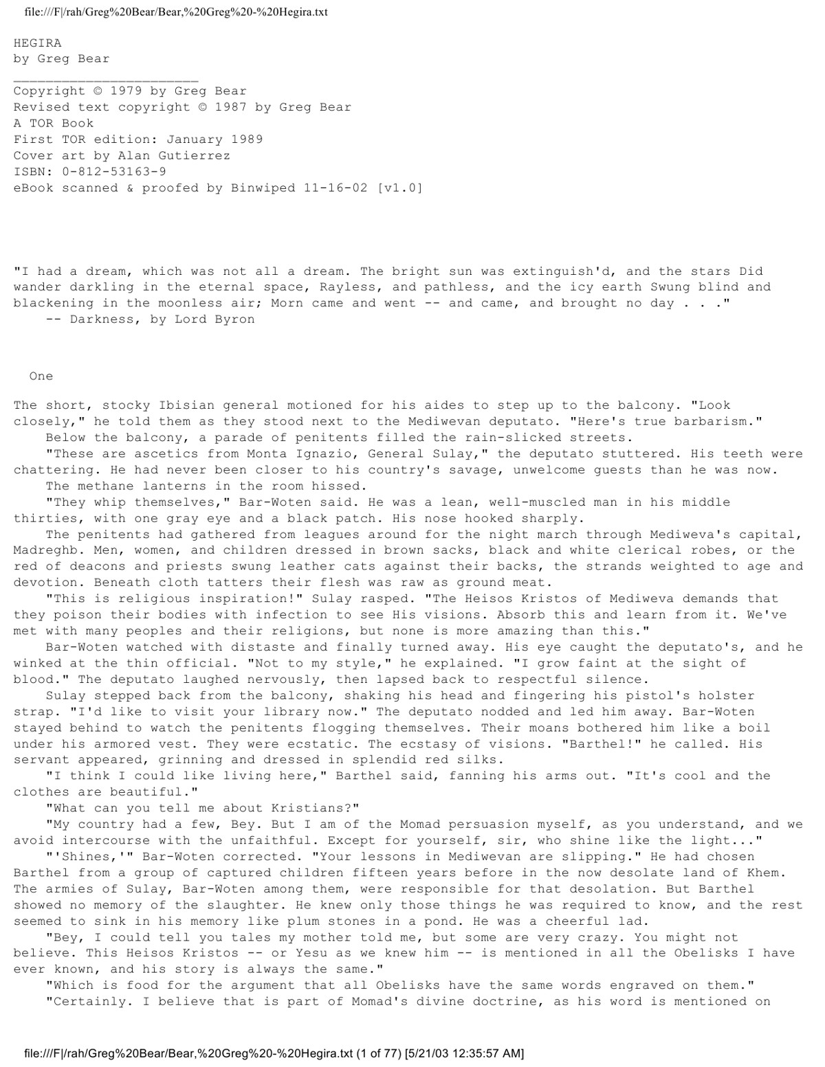Bear, Greg - Hegira