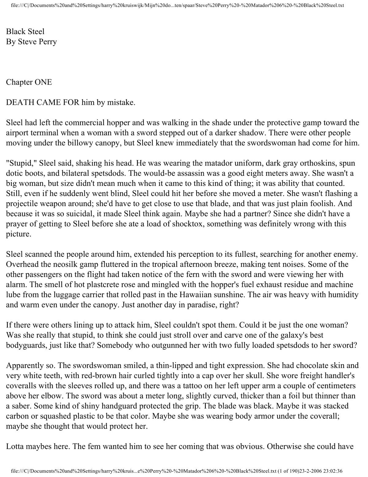 Perry, Steve - Matador 08 - Black Steel