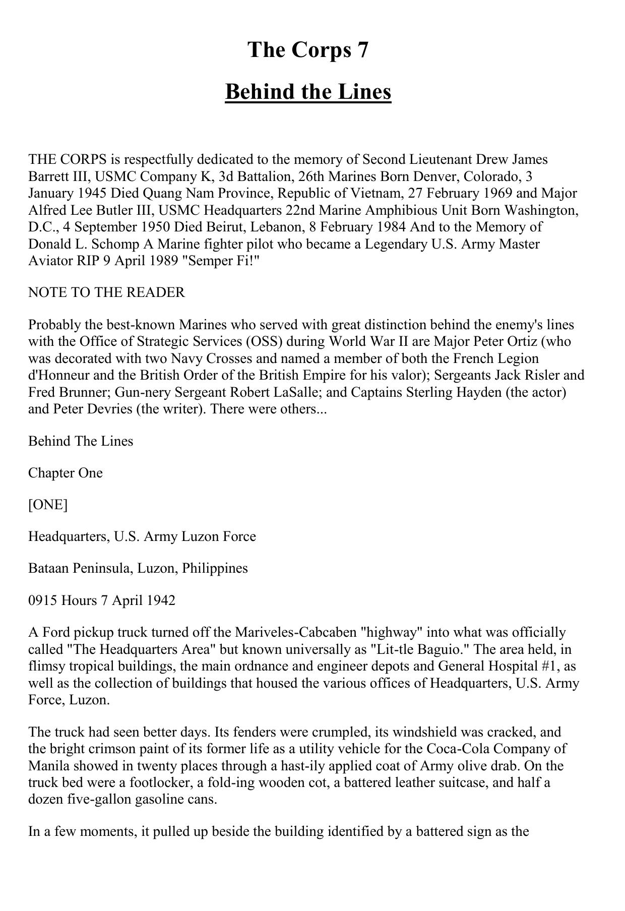 Griffin, W.E.B. - The Corps 07 - Behind The Lines