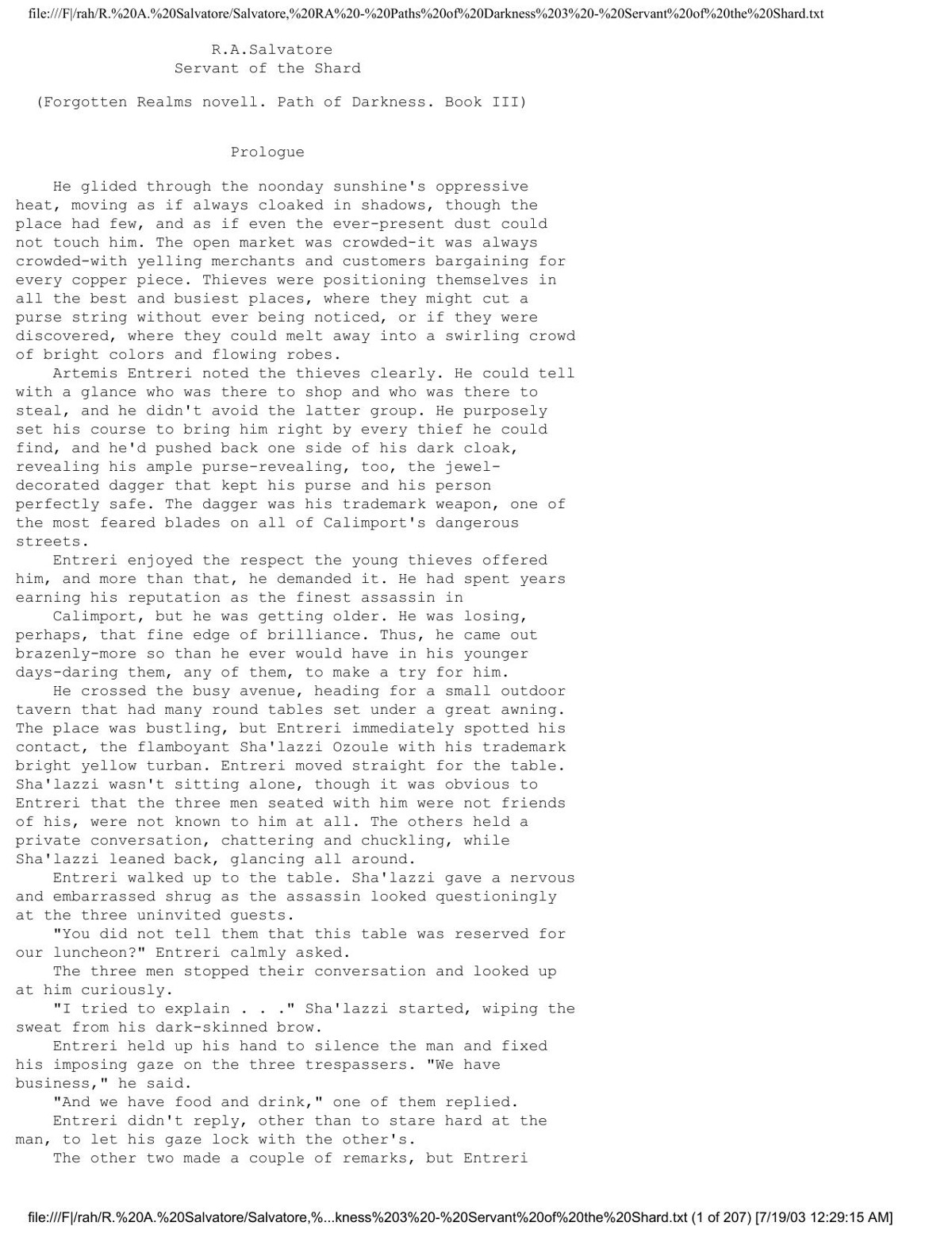 Salvatore, R.A - Paths of Darkness 03 - Servant of the Shard