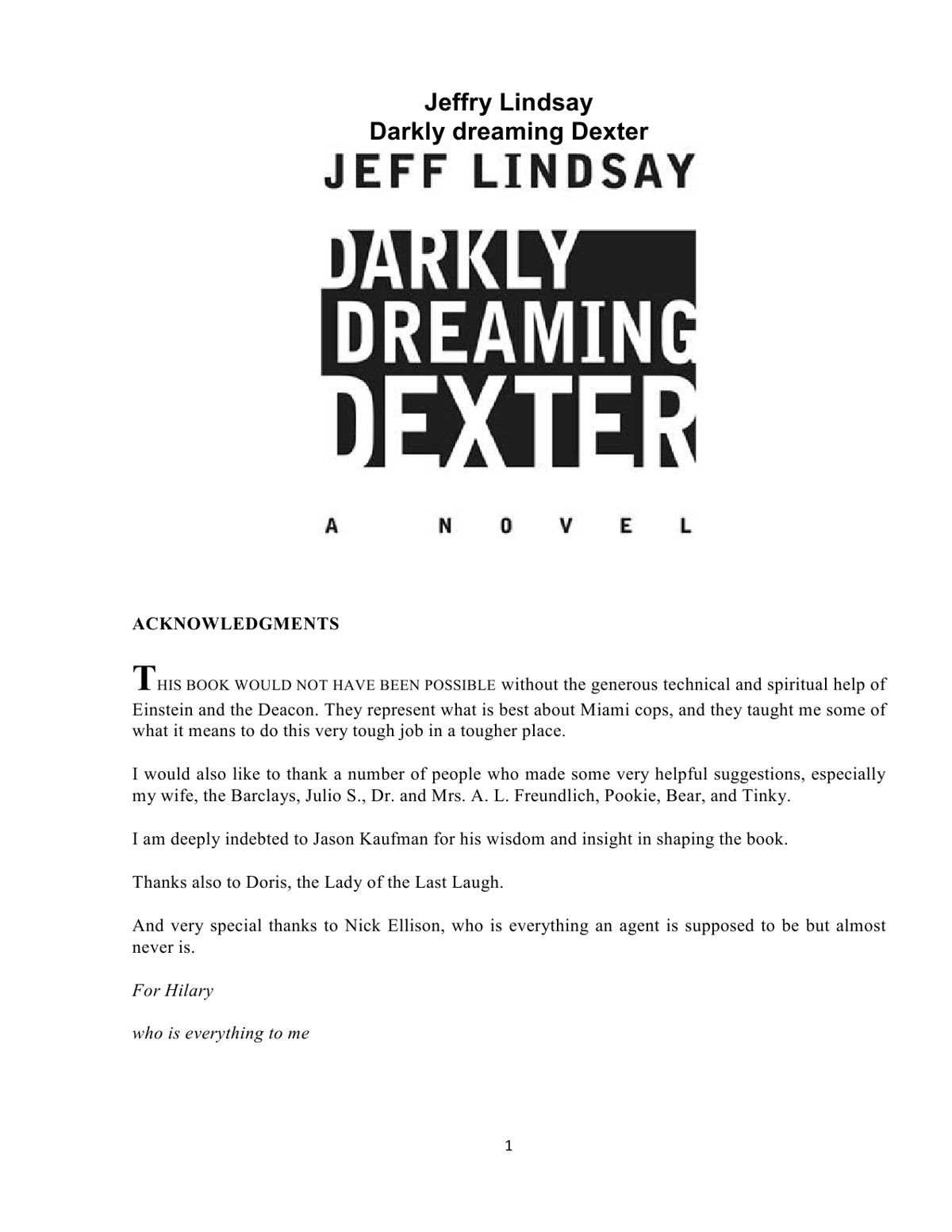 Lindsay, Jeff - Dexter 01