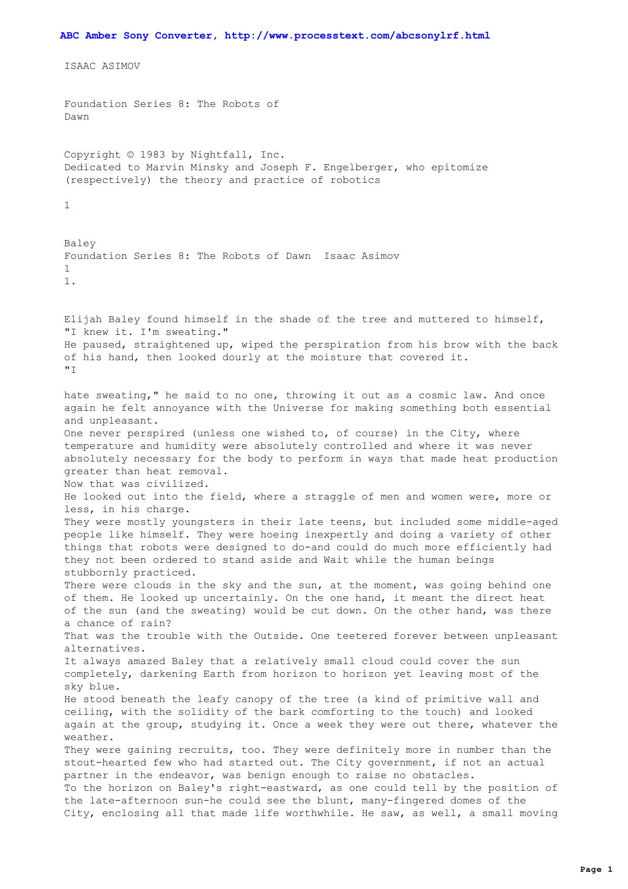 Asimov, Isaac - Foundation Series 08 The Robots of Dawn