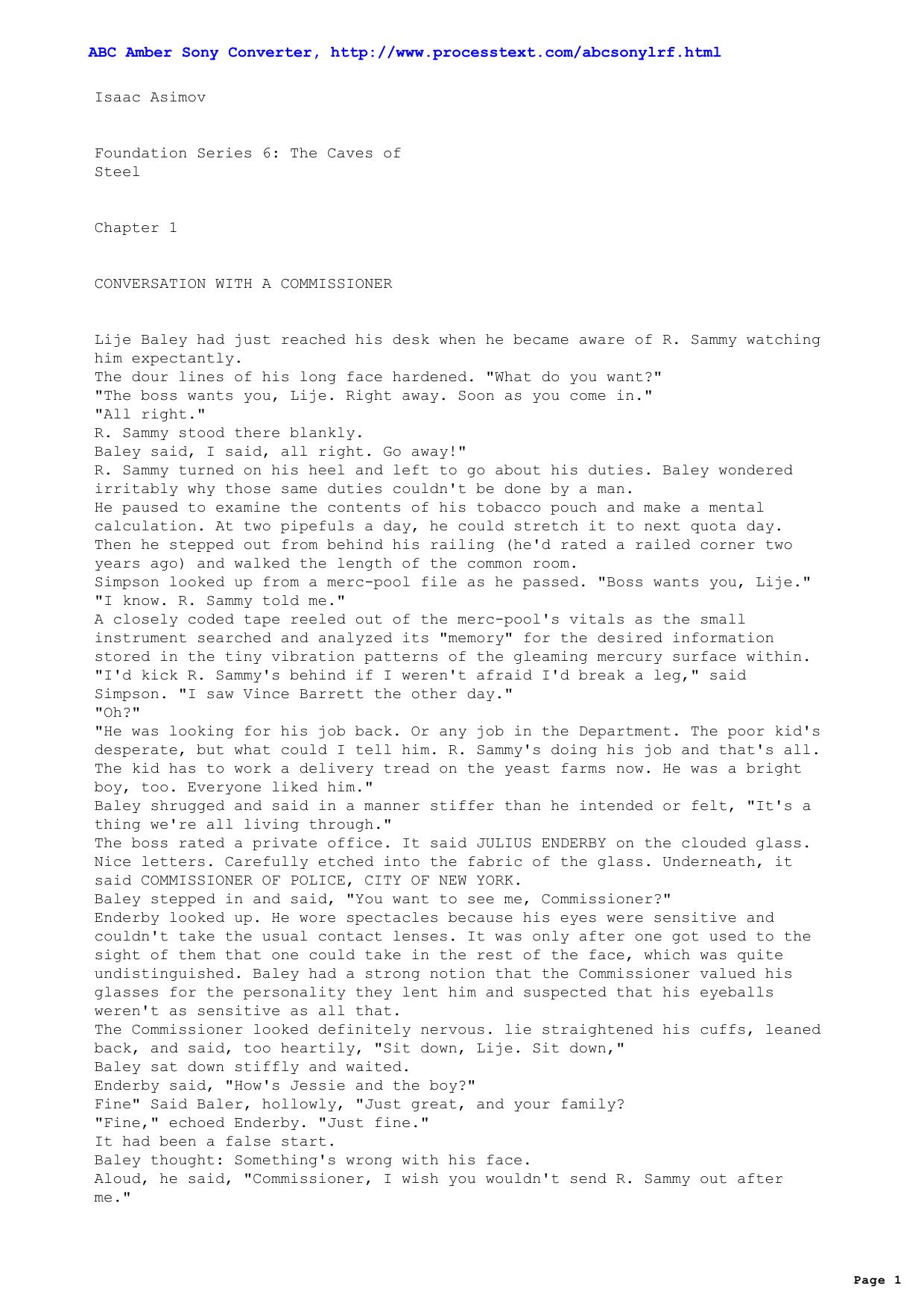 Asimov, Isaac - Foundation Series 06 The Caves of Steel