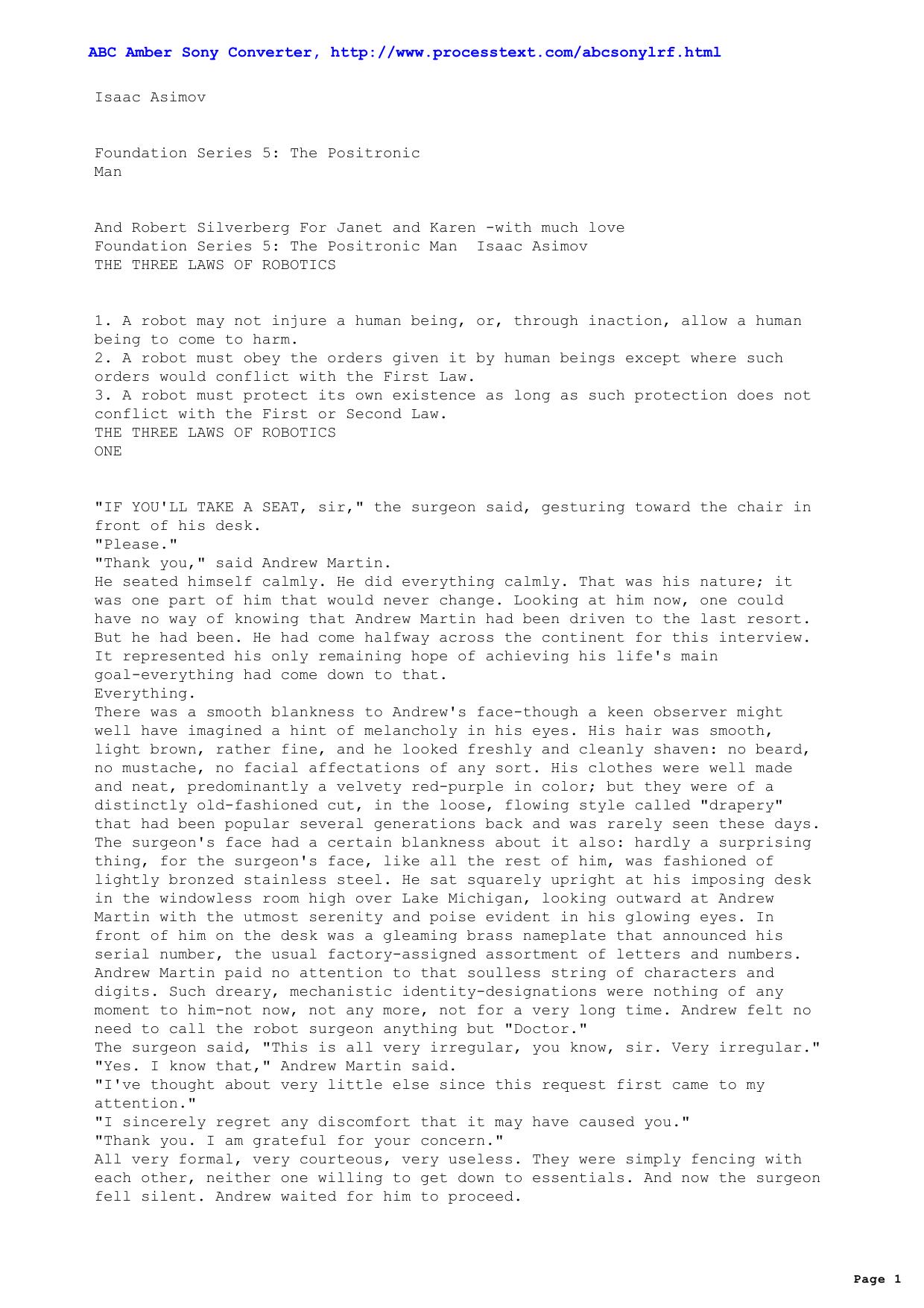 Asimov, Isaac - Foundation Series 05 The Positronic Man